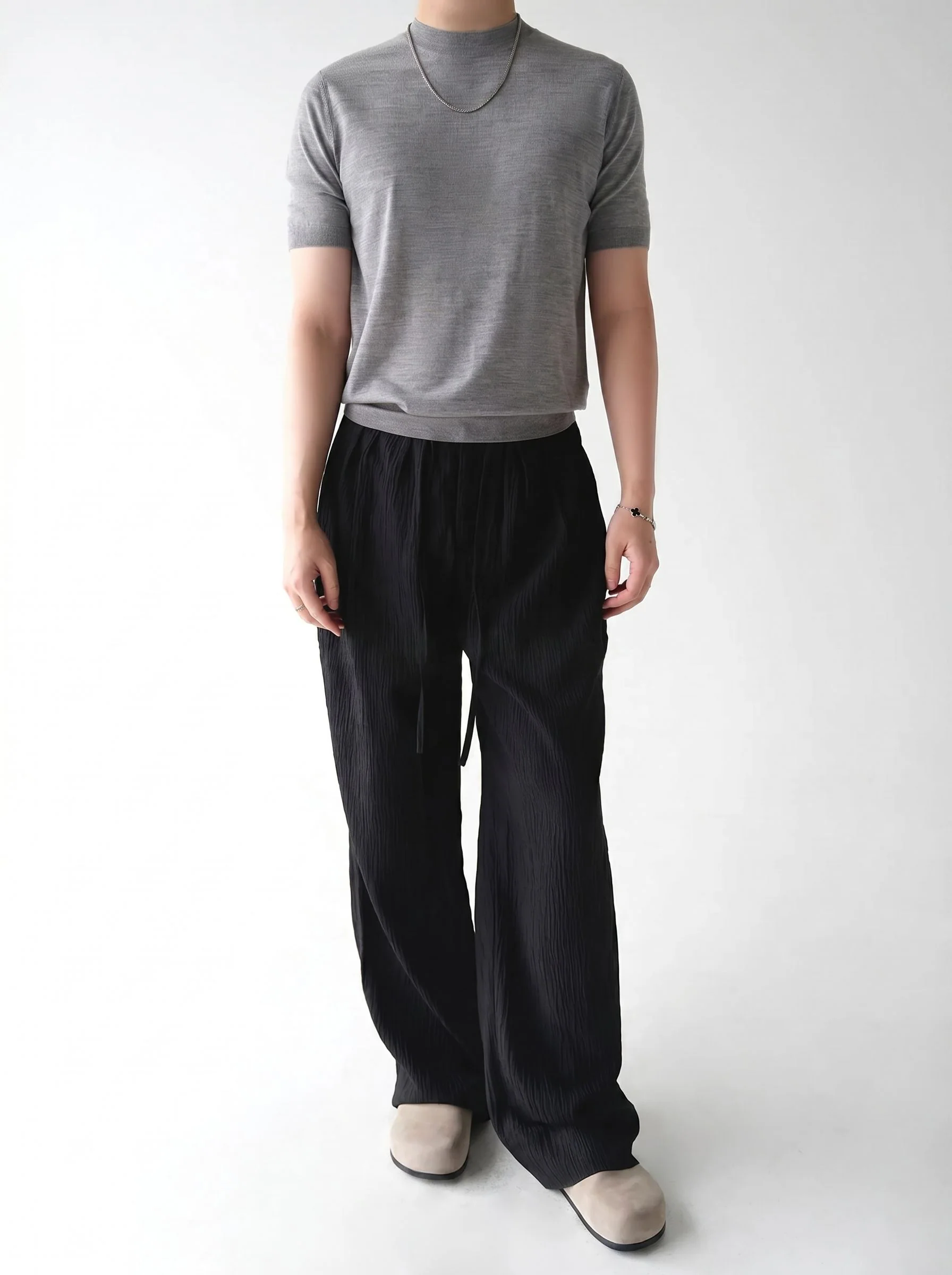 Crinkled Drawstring Trousers