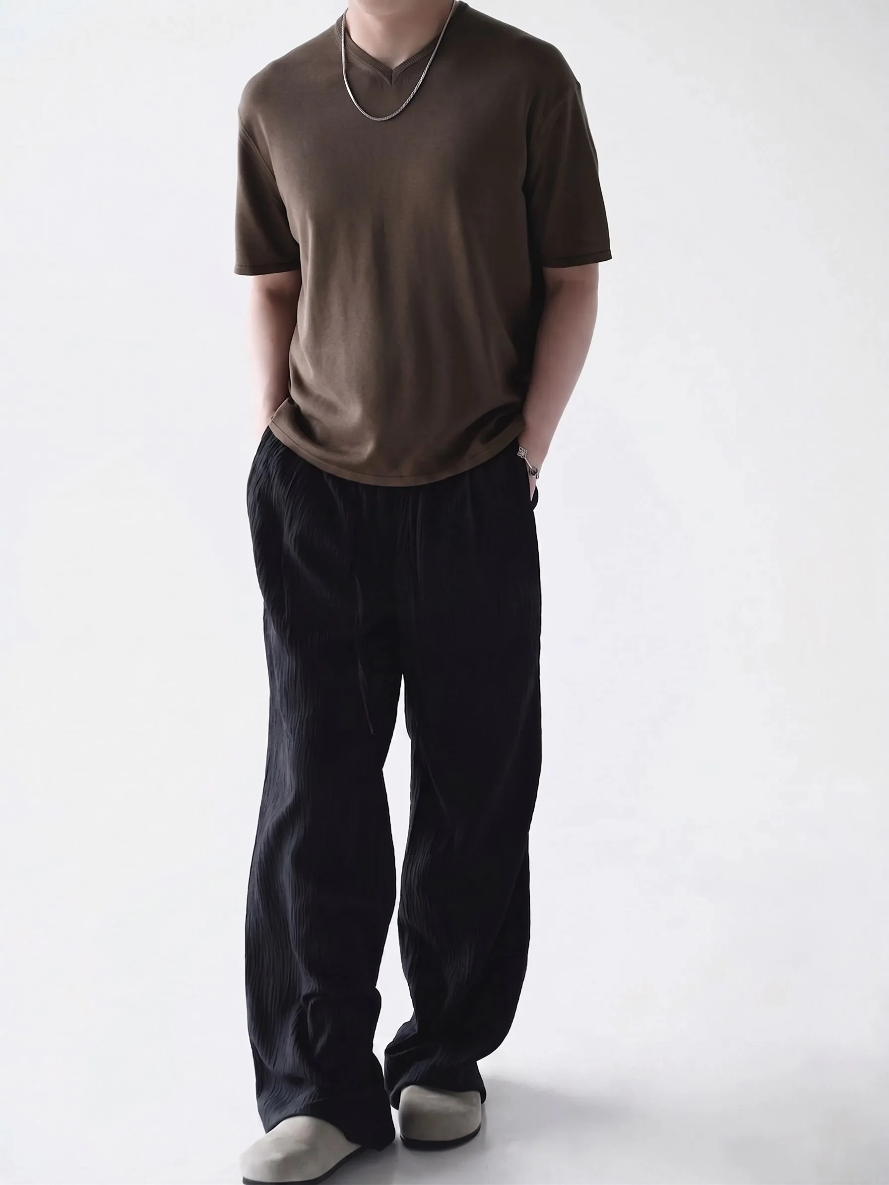 Crinkled Drawstring Trousers - Image 2