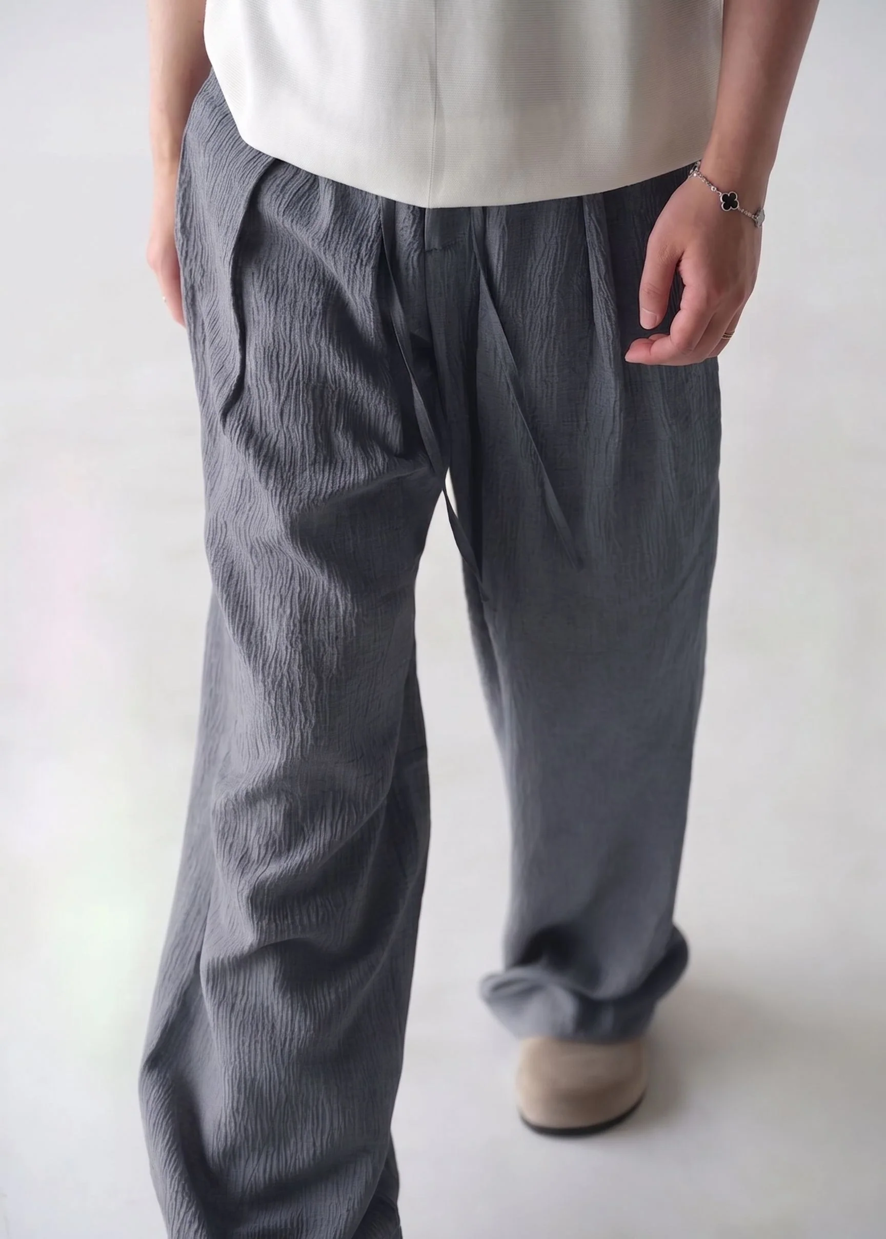 Crinkled Drawstring Trousers - Image 5