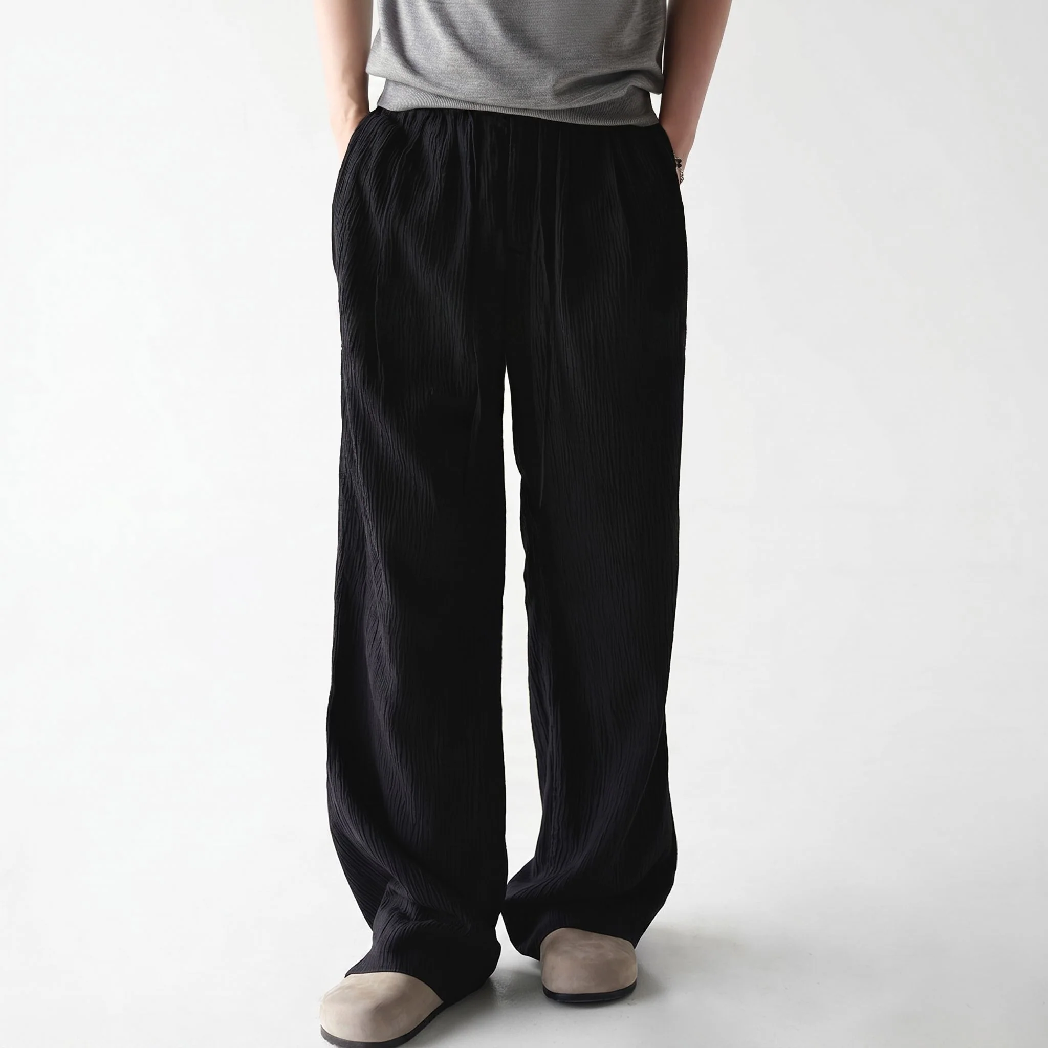Crinkled Drawstring Trousers - Image 6