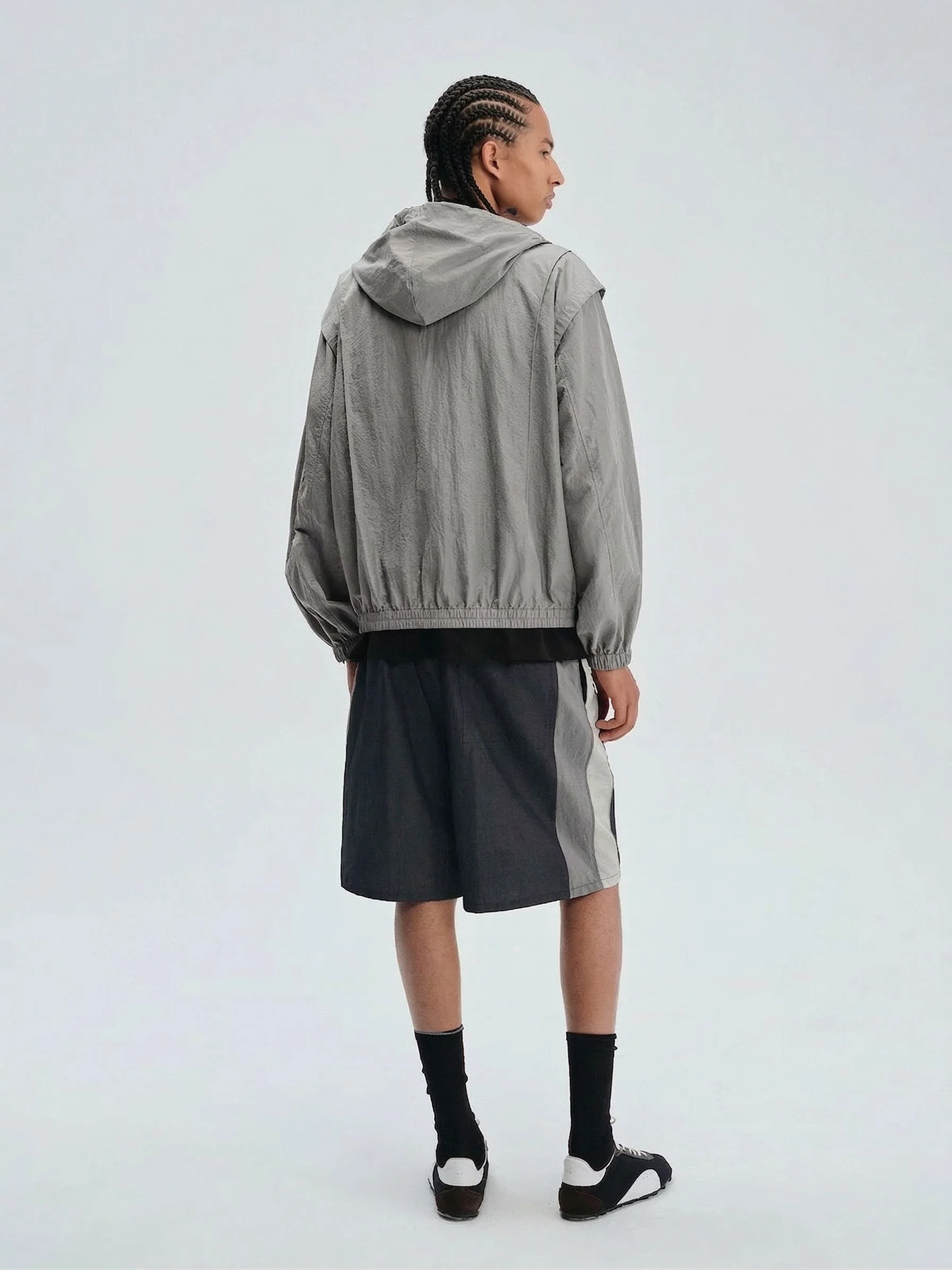 Crinkled Nylon Hooded Windbreaker - Image 4
