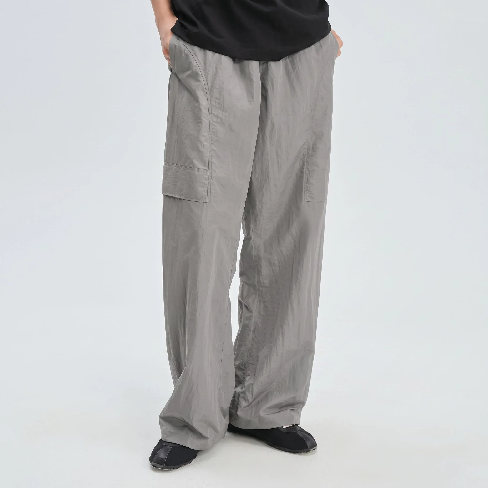 Crinkled Nylon Wide-Leg Cargo Pants - Image 5