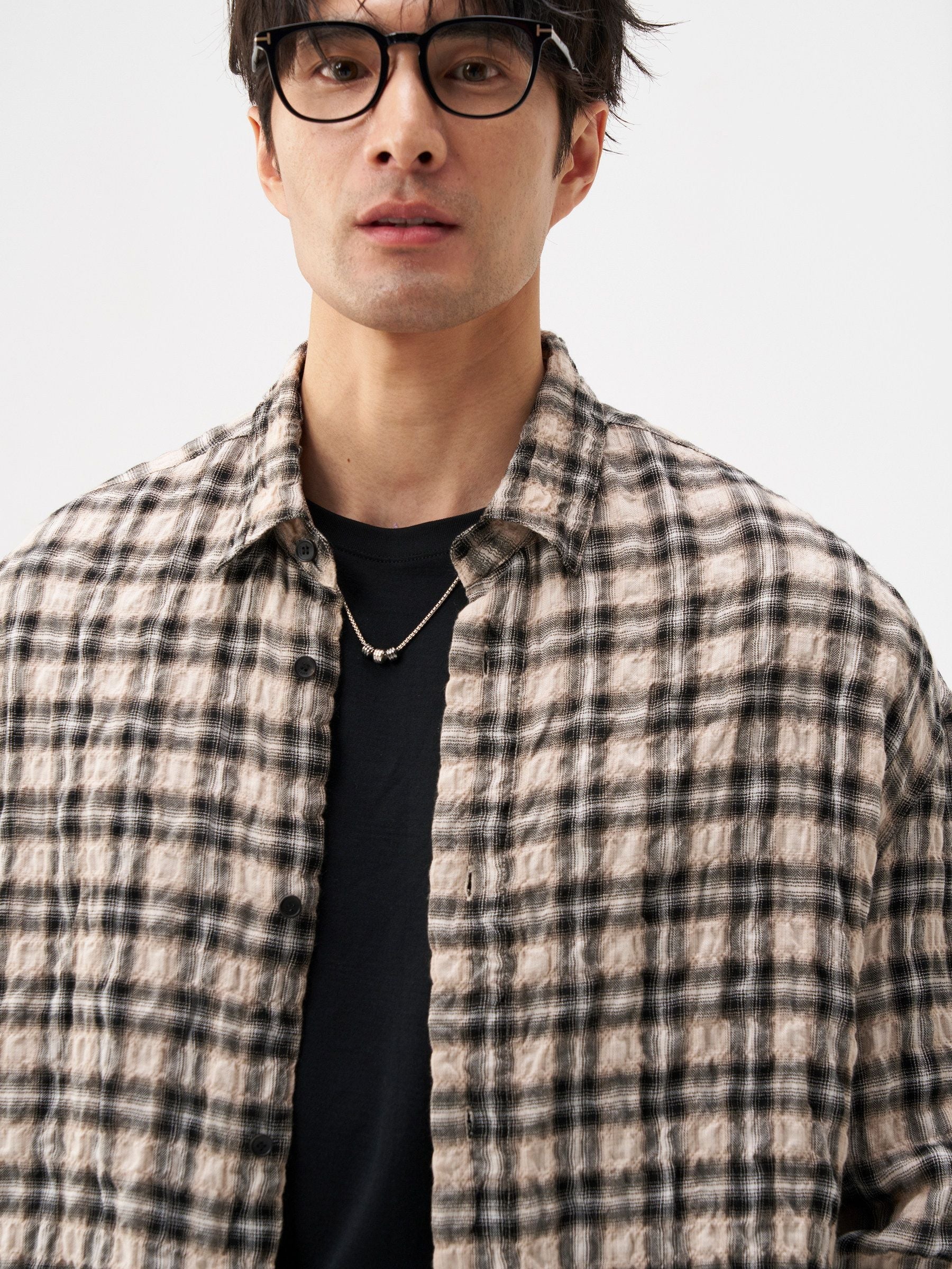 Crinkled Plaid Shirt