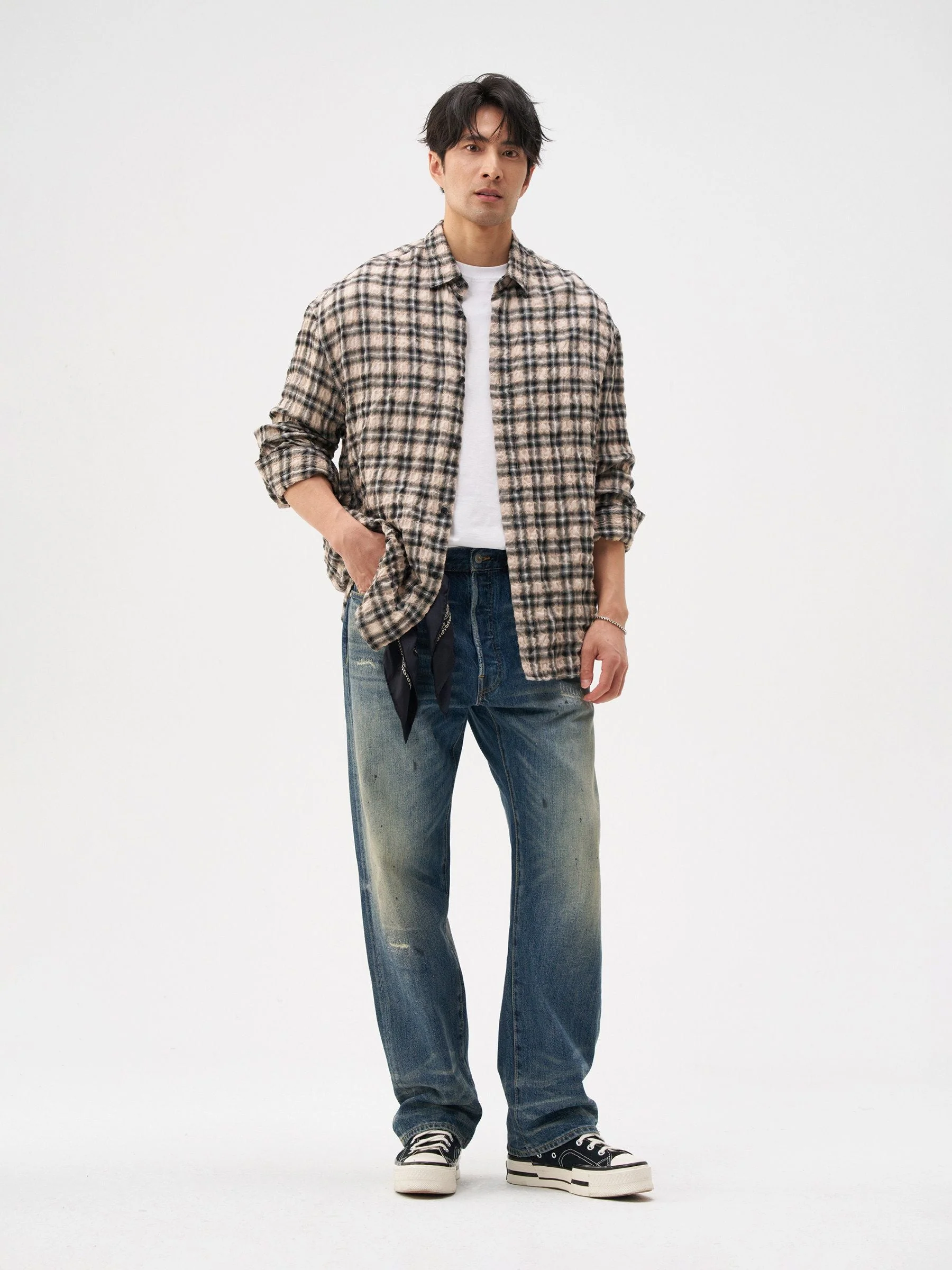 Crinkled Plaid Shirt - Image 3