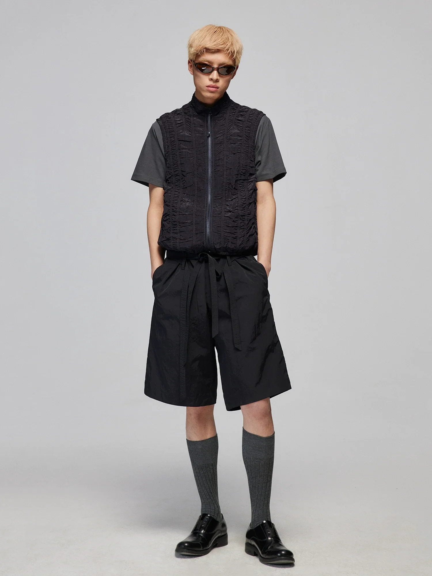 Crinkled Stand-Collar Zip Vest - Image 5