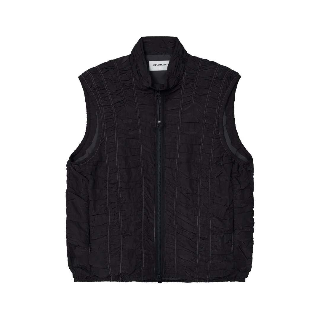 Crinkled Stand-Collar Zip Vest - Image 6