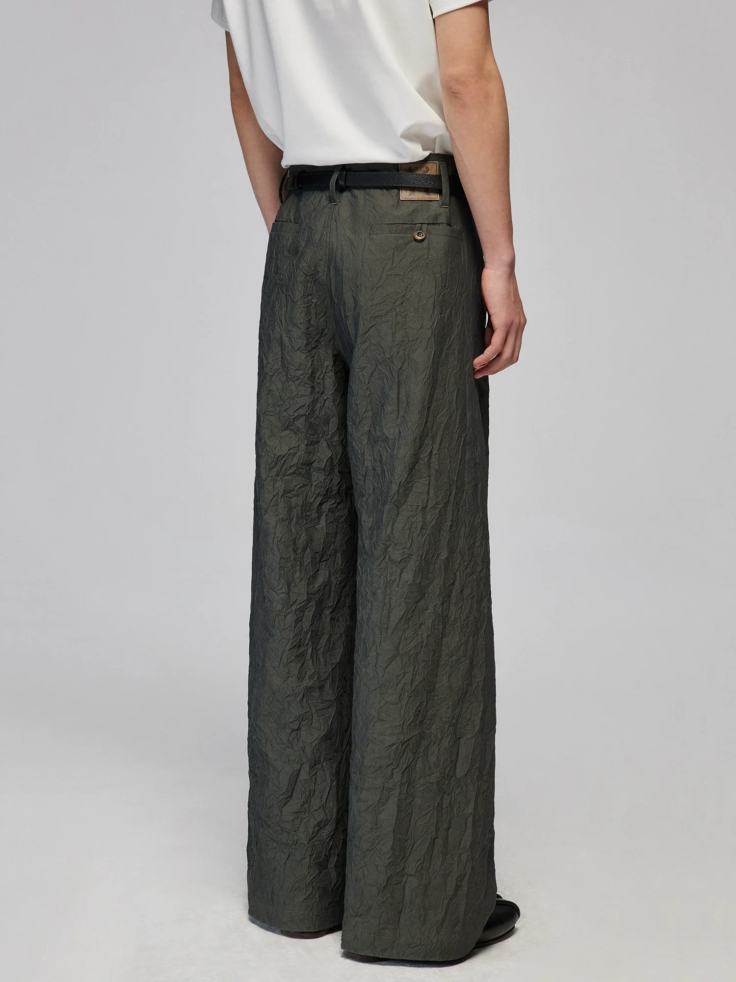 Crinkled Straight-Leg Trousers - Image 3