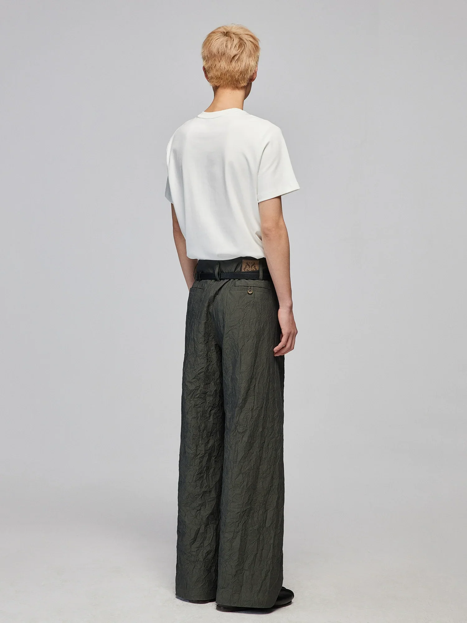 Crinkled Straight-Leg Trousers - Image 4