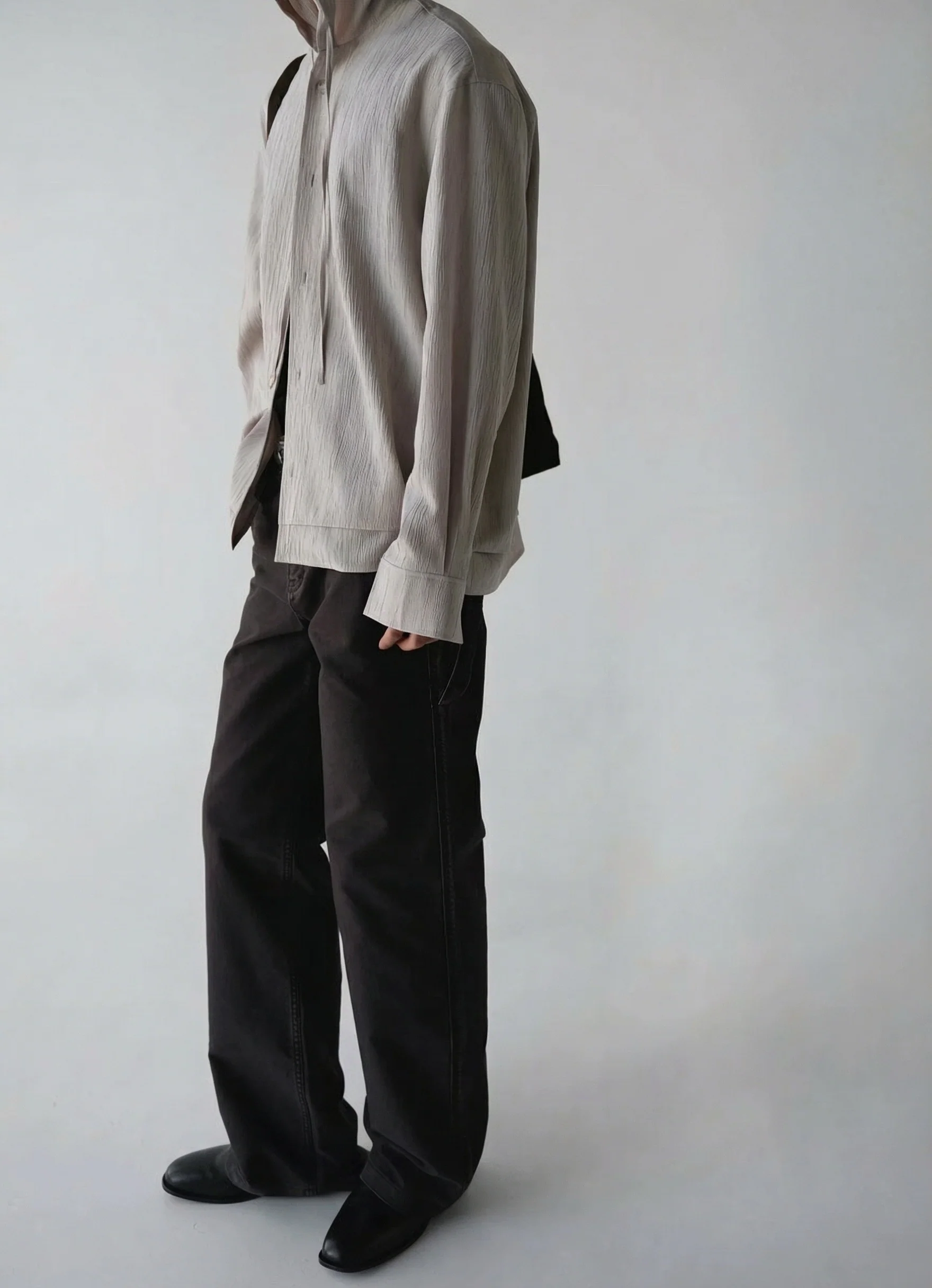 Crinkled Tencel Hooded Overshirt - Image 4