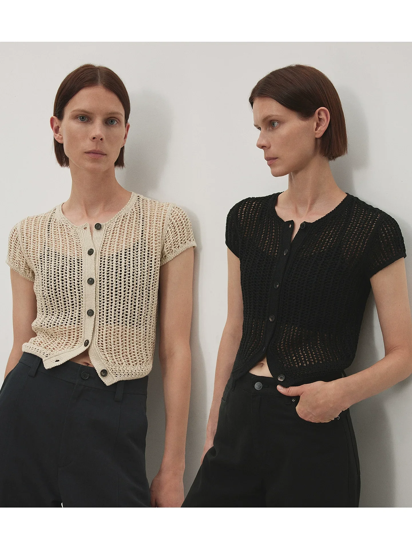 Crochet Mesh Short-Sleeve Cardigan