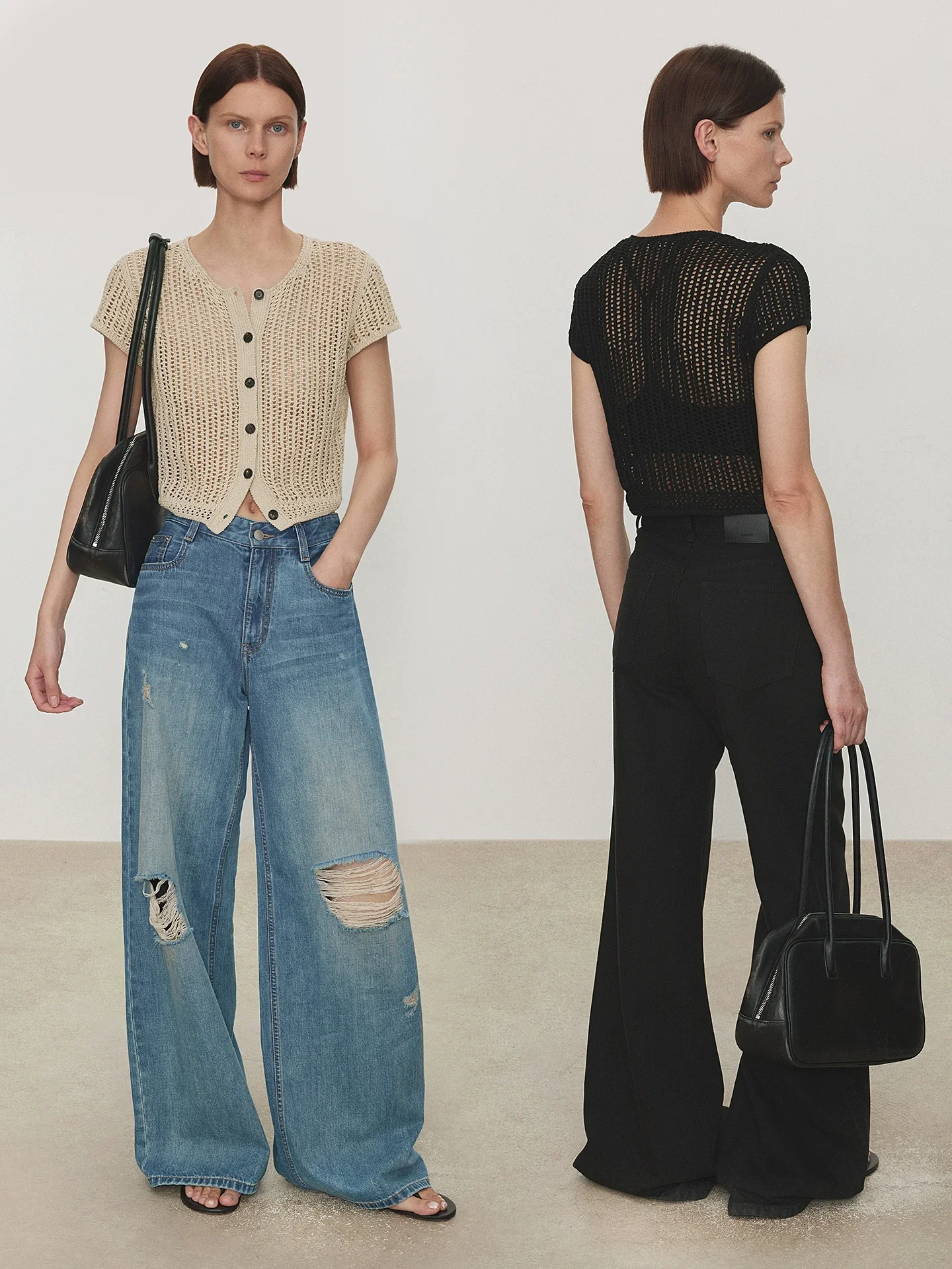 Crochet Mesh Short-Sleeve Cardigan - Image 4
