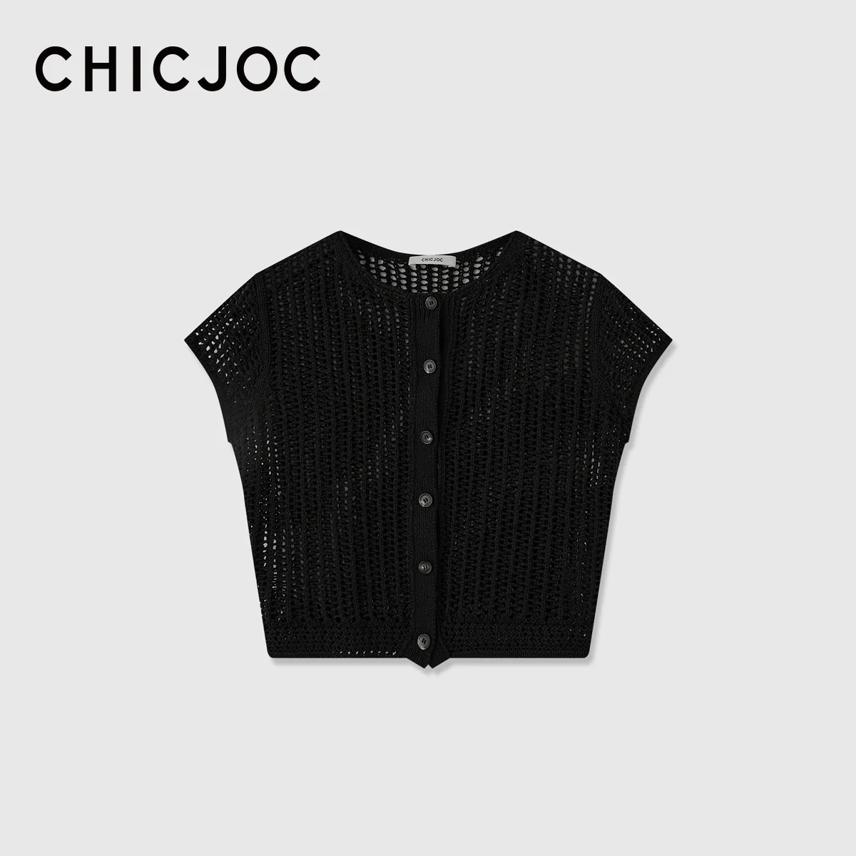 Crochet Mesh Short-Sleeve Cardigan - Image 6