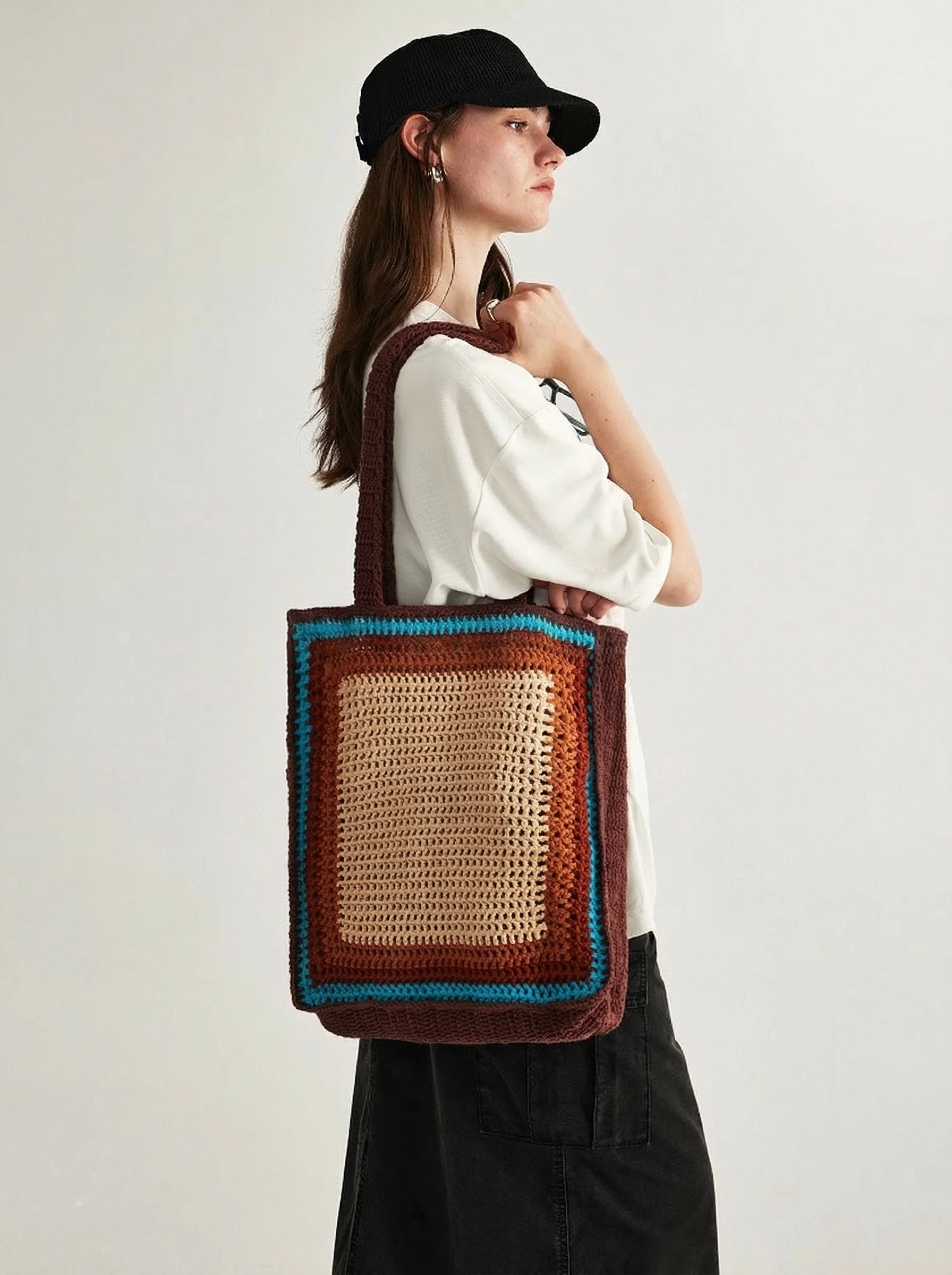 Crochet Panel Tote - Image 3