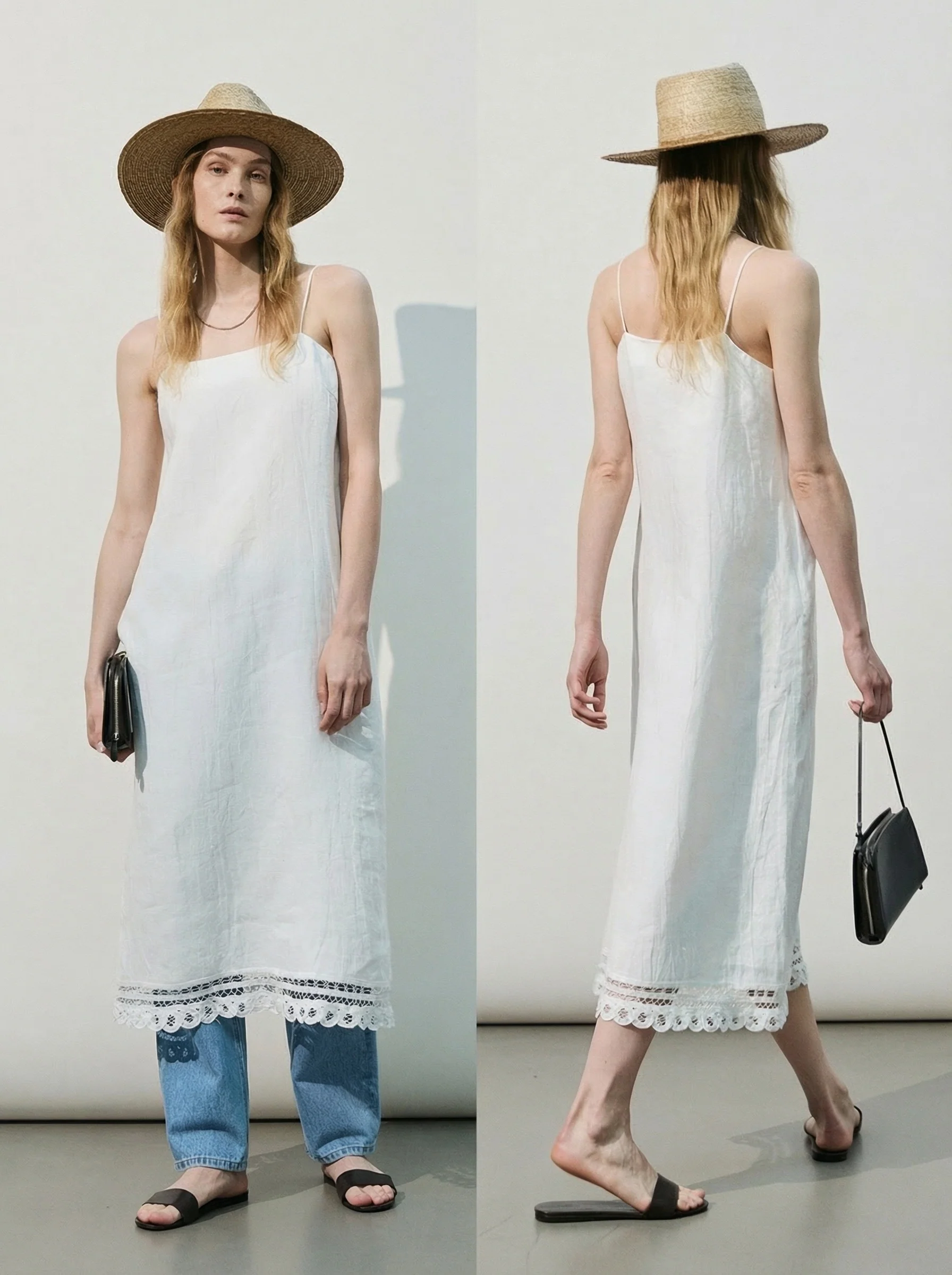 Crochet-Trim Linen Slip Dress - Image 3