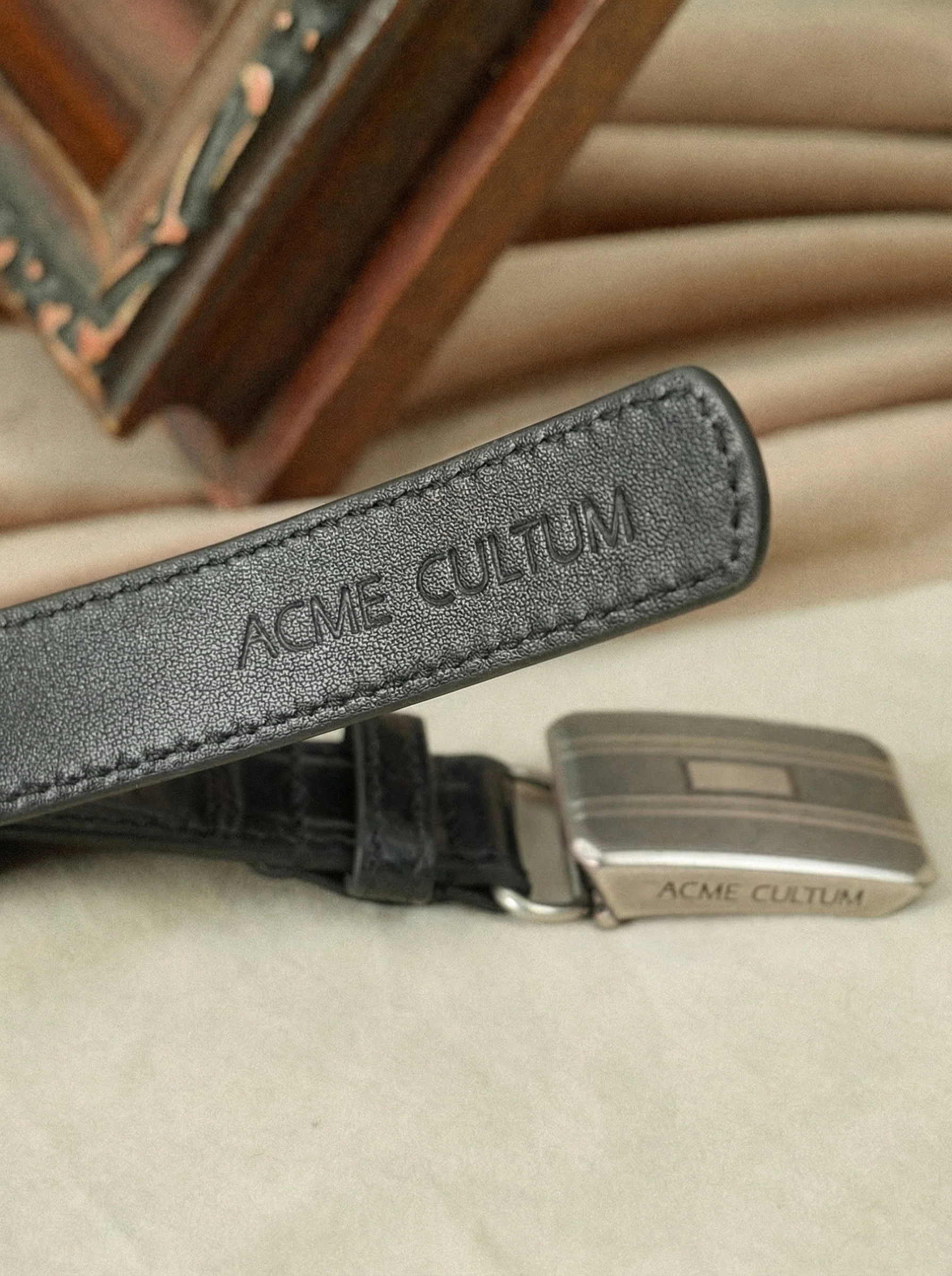 Crocodile Leather Buckle Belt - Image 5