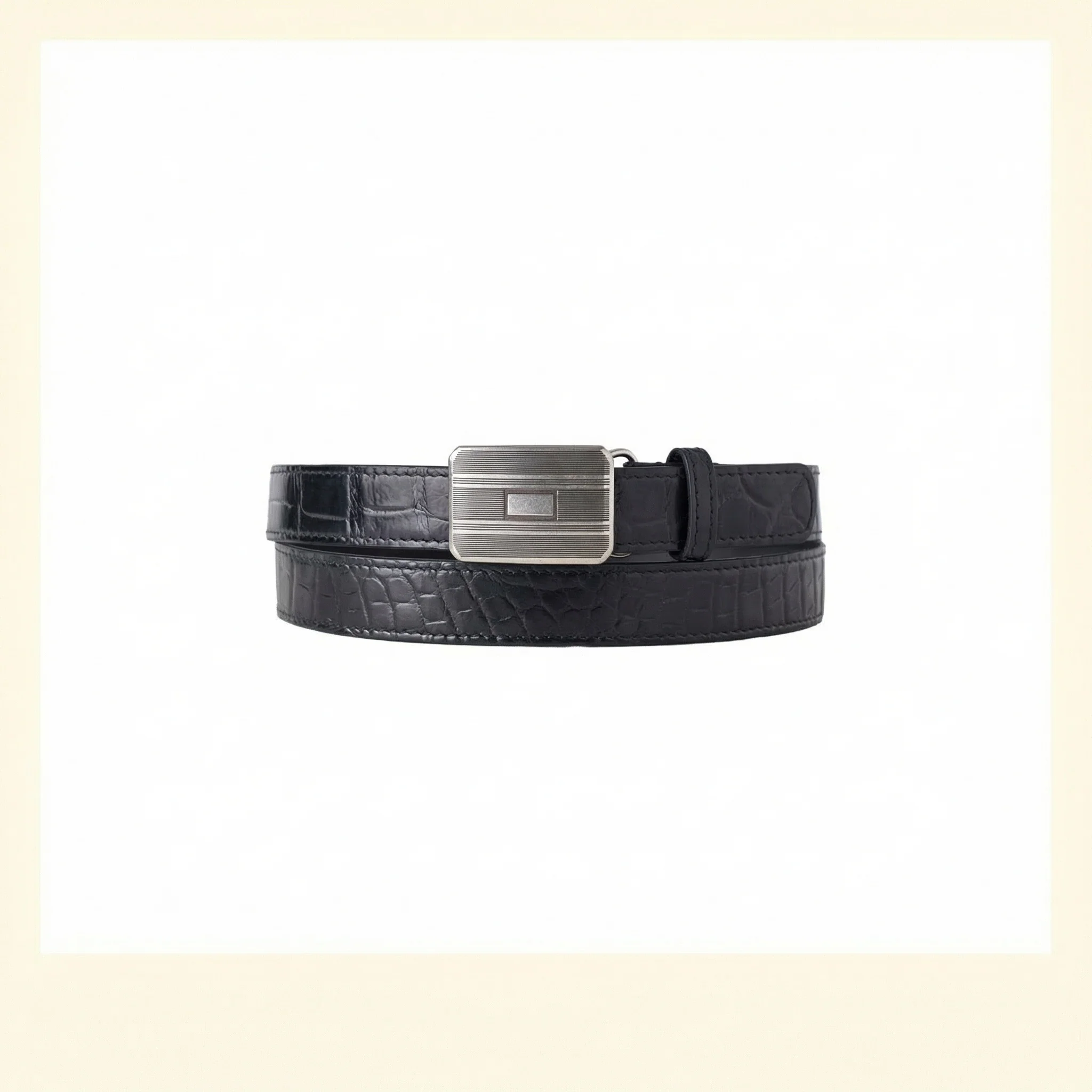 Crocodile Leather Buckle Belt - Image 6