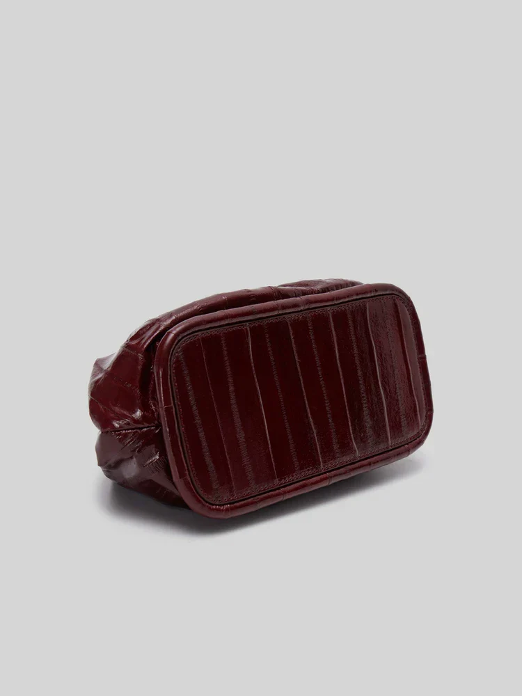 Crocodile Leather Pleated Frame Clutch - Image 5