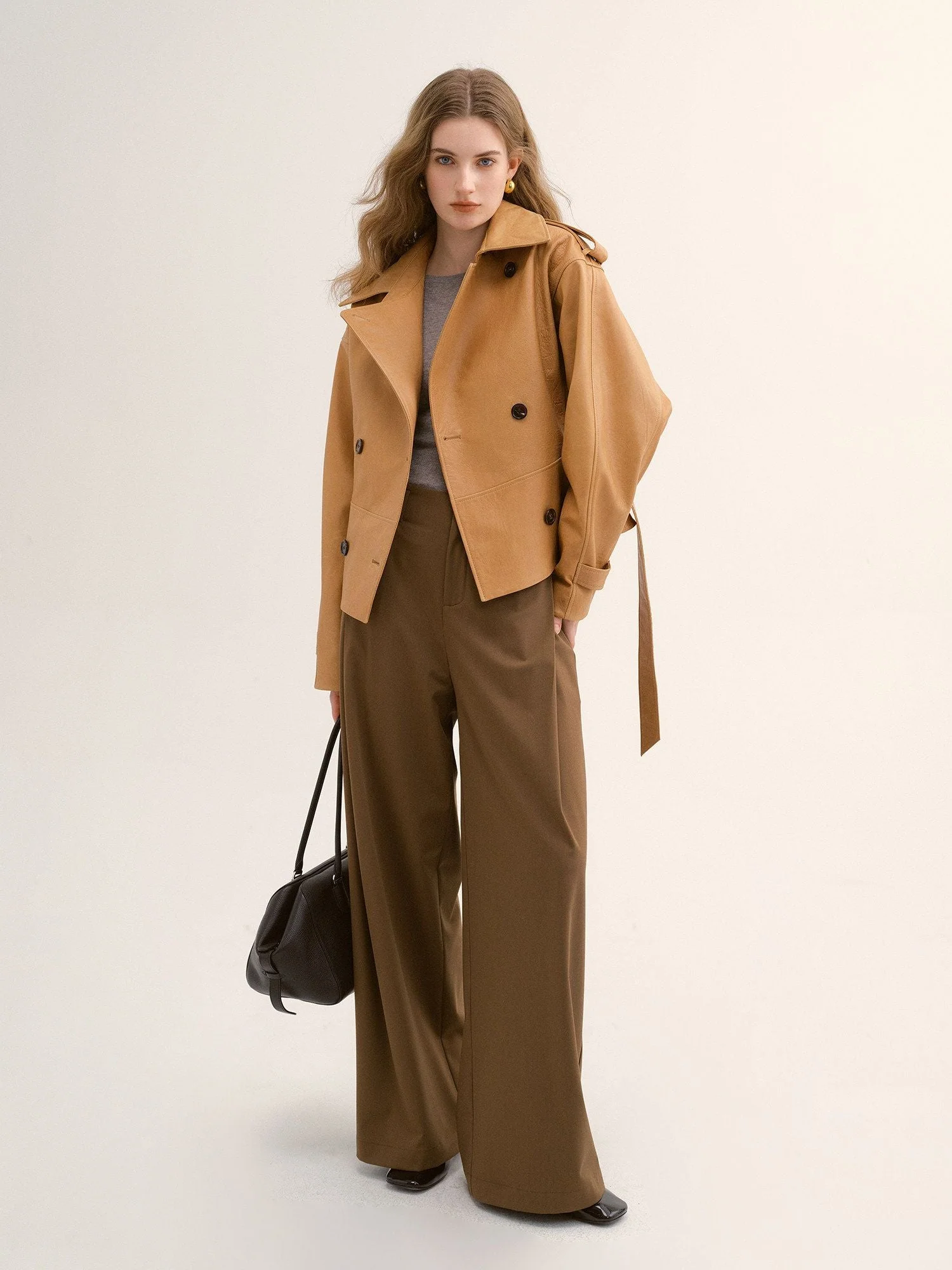 Cropped Belted Trench Jacket - Image 4