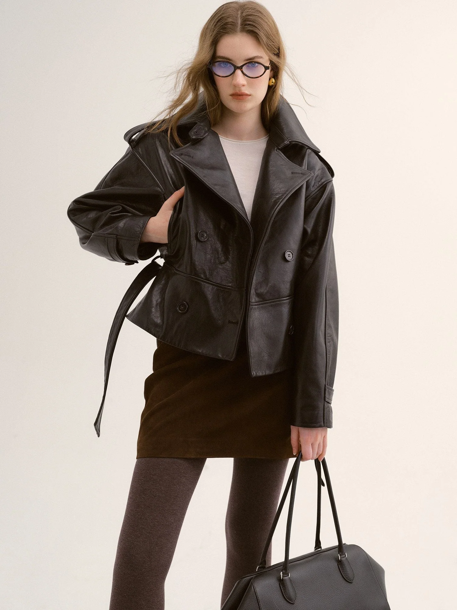Cropped Belted Trench Jacket - Image 5