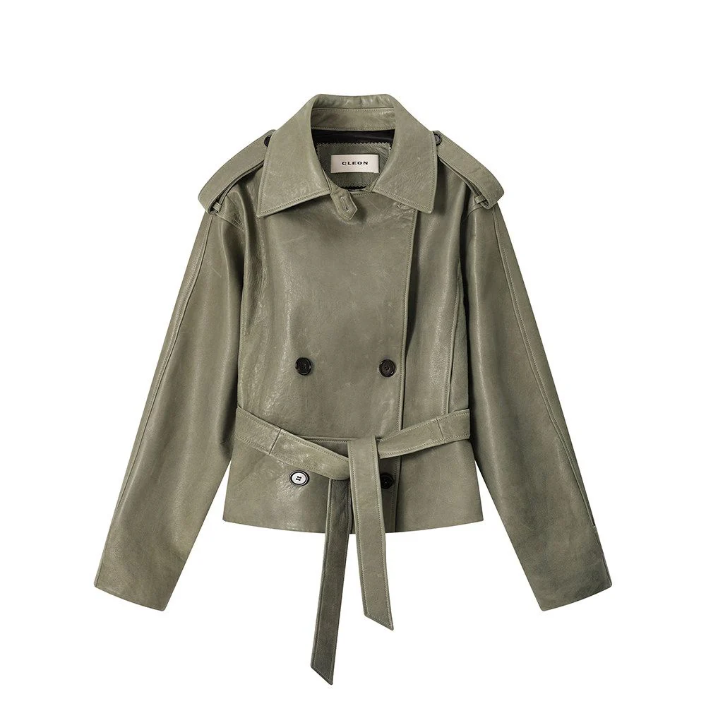 Cropped Belted Trench Jacket - Image 6