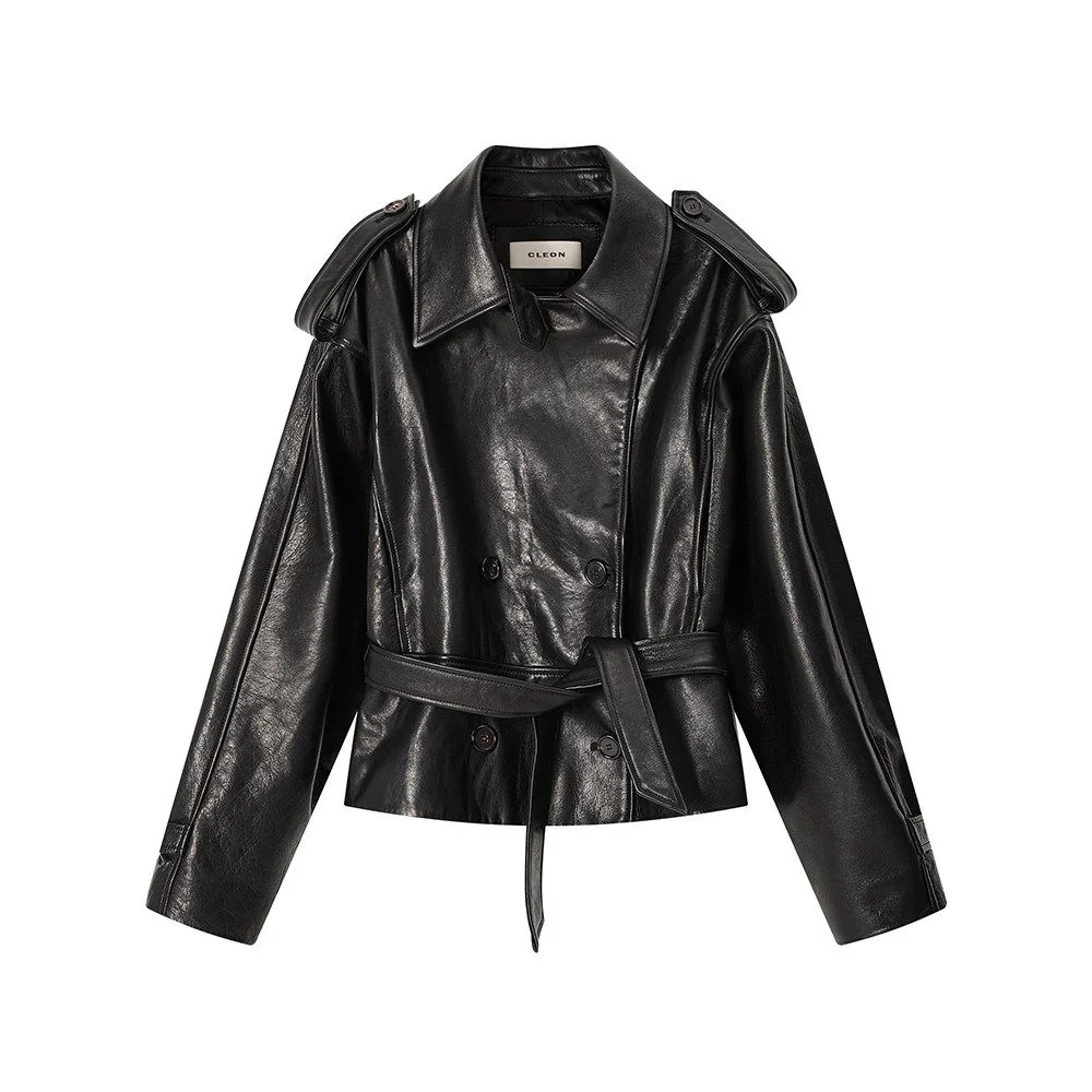 Cropped Belted Trench Jacket - Image 7