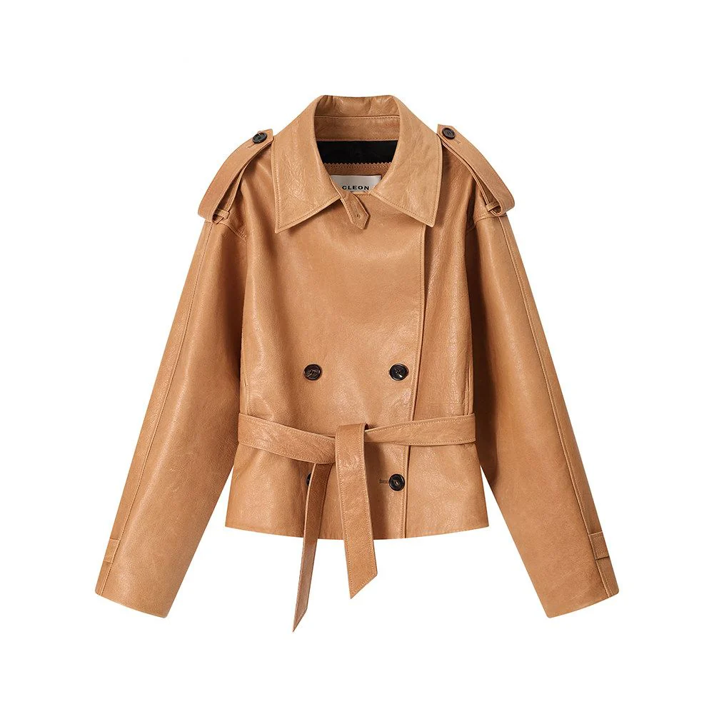 Cropped Belted Trench Jacket - Image 8