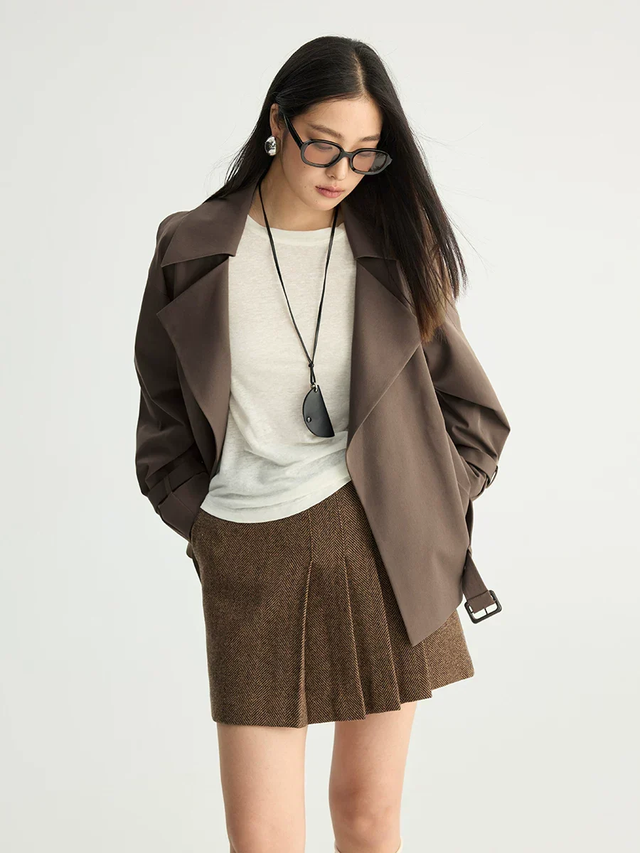 Cropped Belted Trench Jacket - Image 3