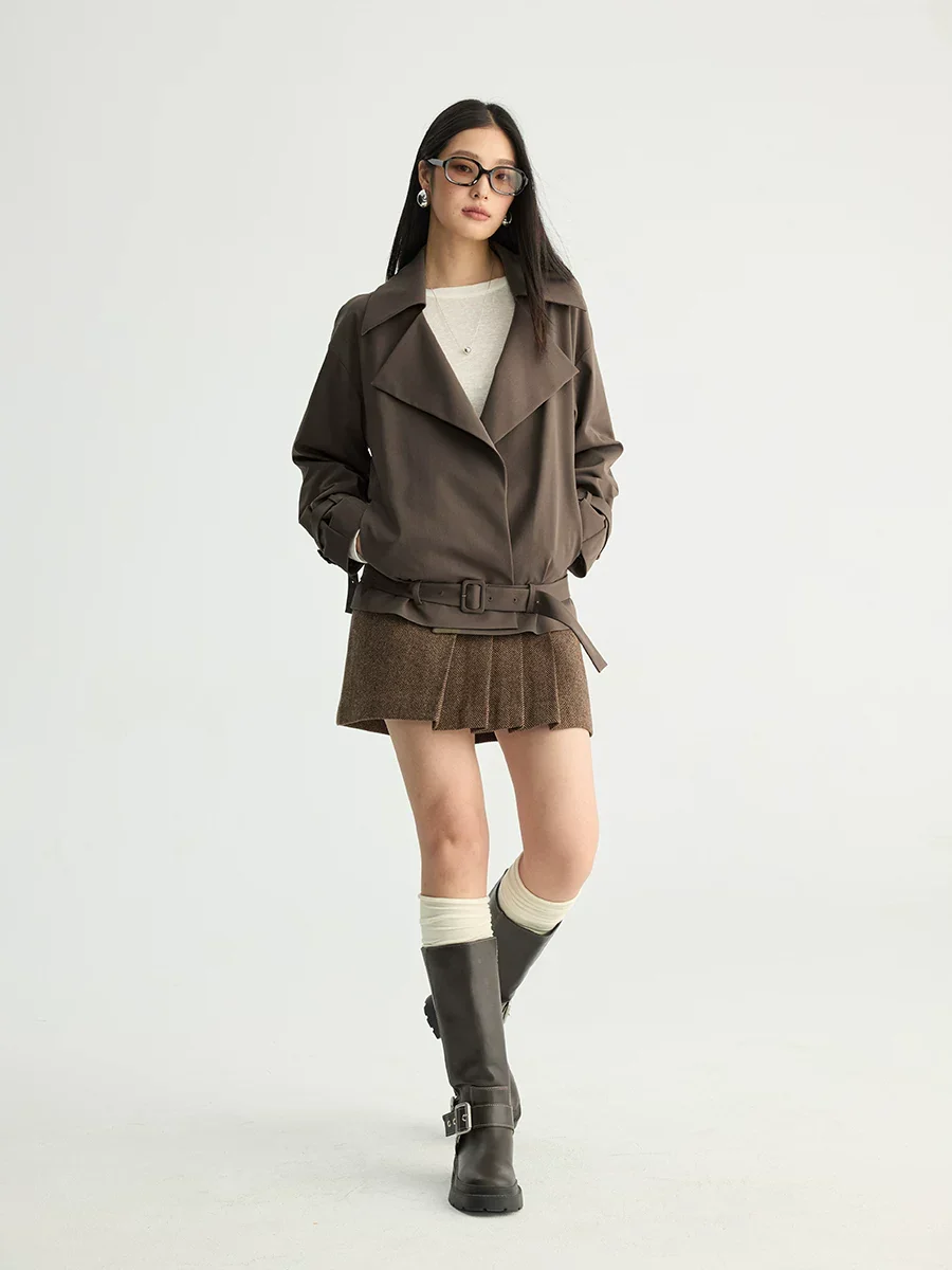 Cropped Belted Trench Jacket - Image 4