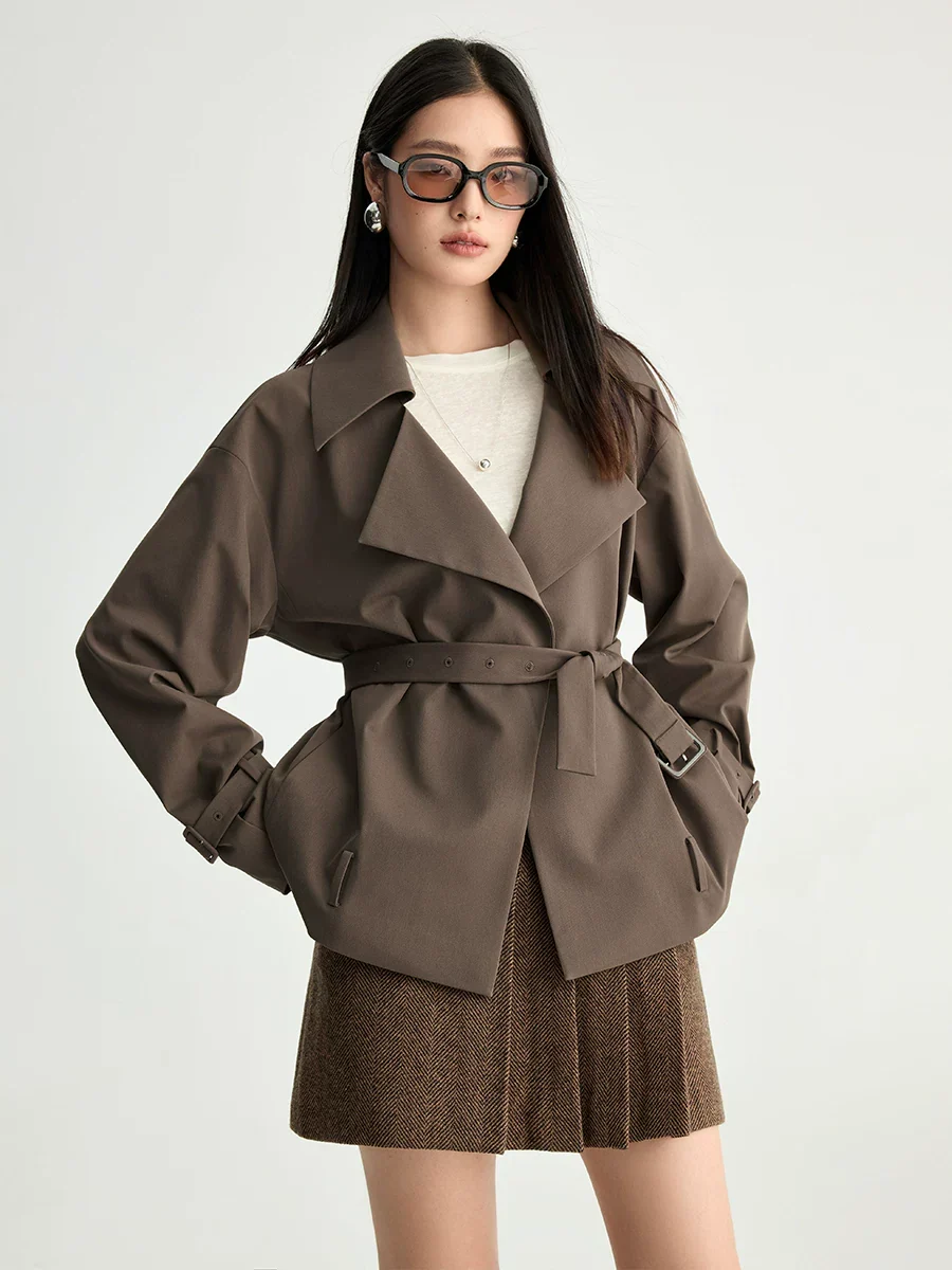 Cropped Belted Trench Jacket - Image 5