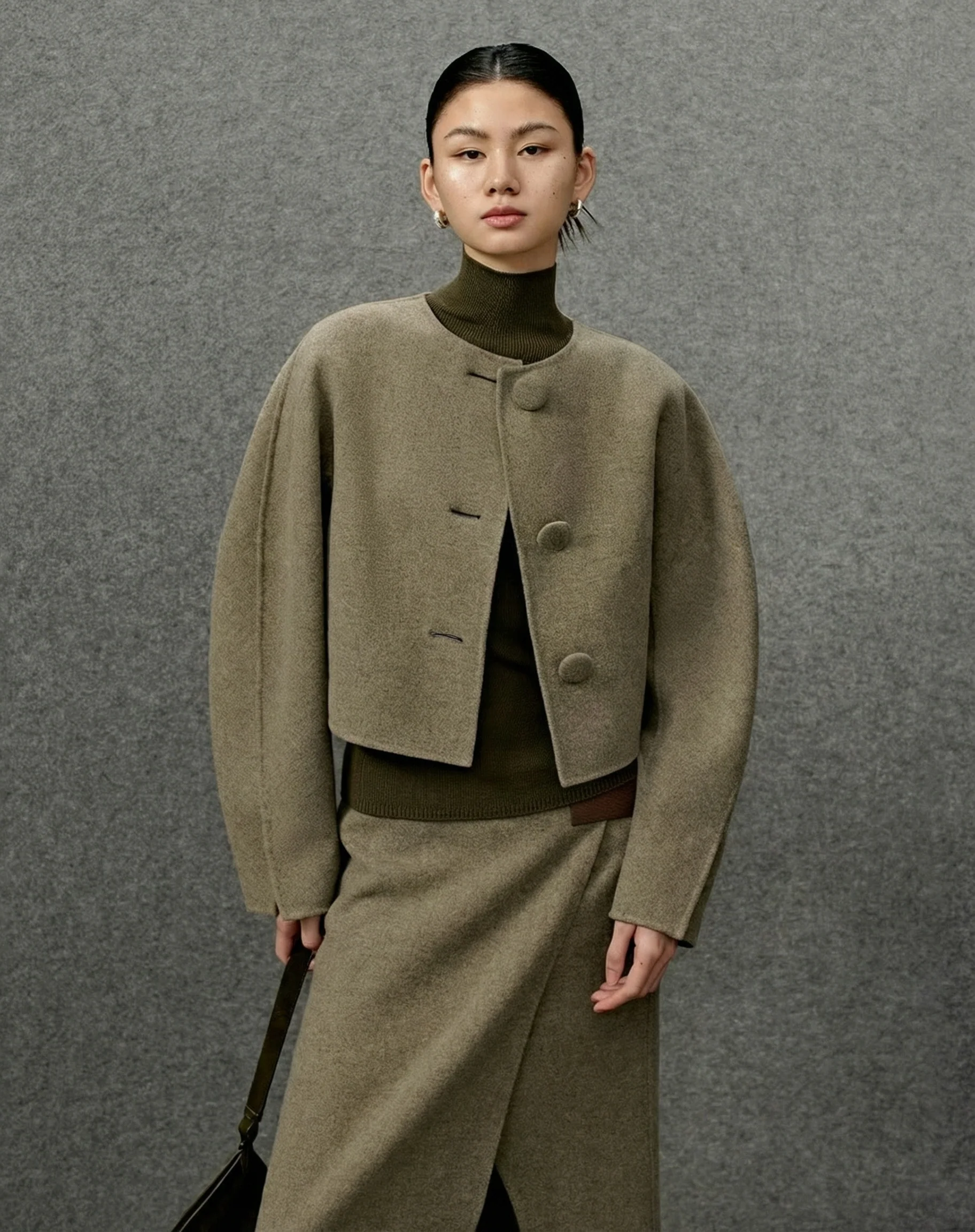 Cropped Collarless Jacket - Image 3