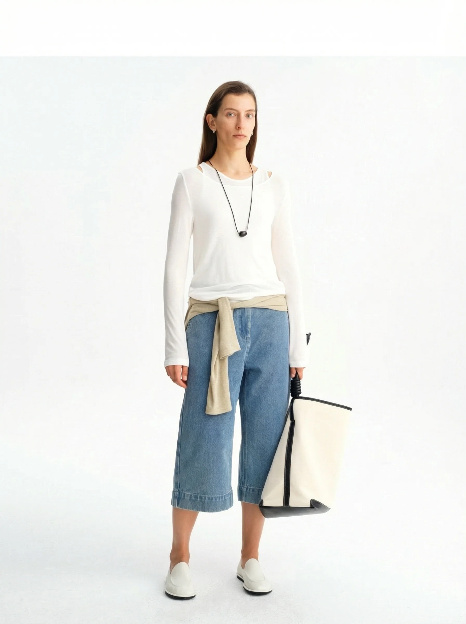 Cropped Denim Culottes - Image 2