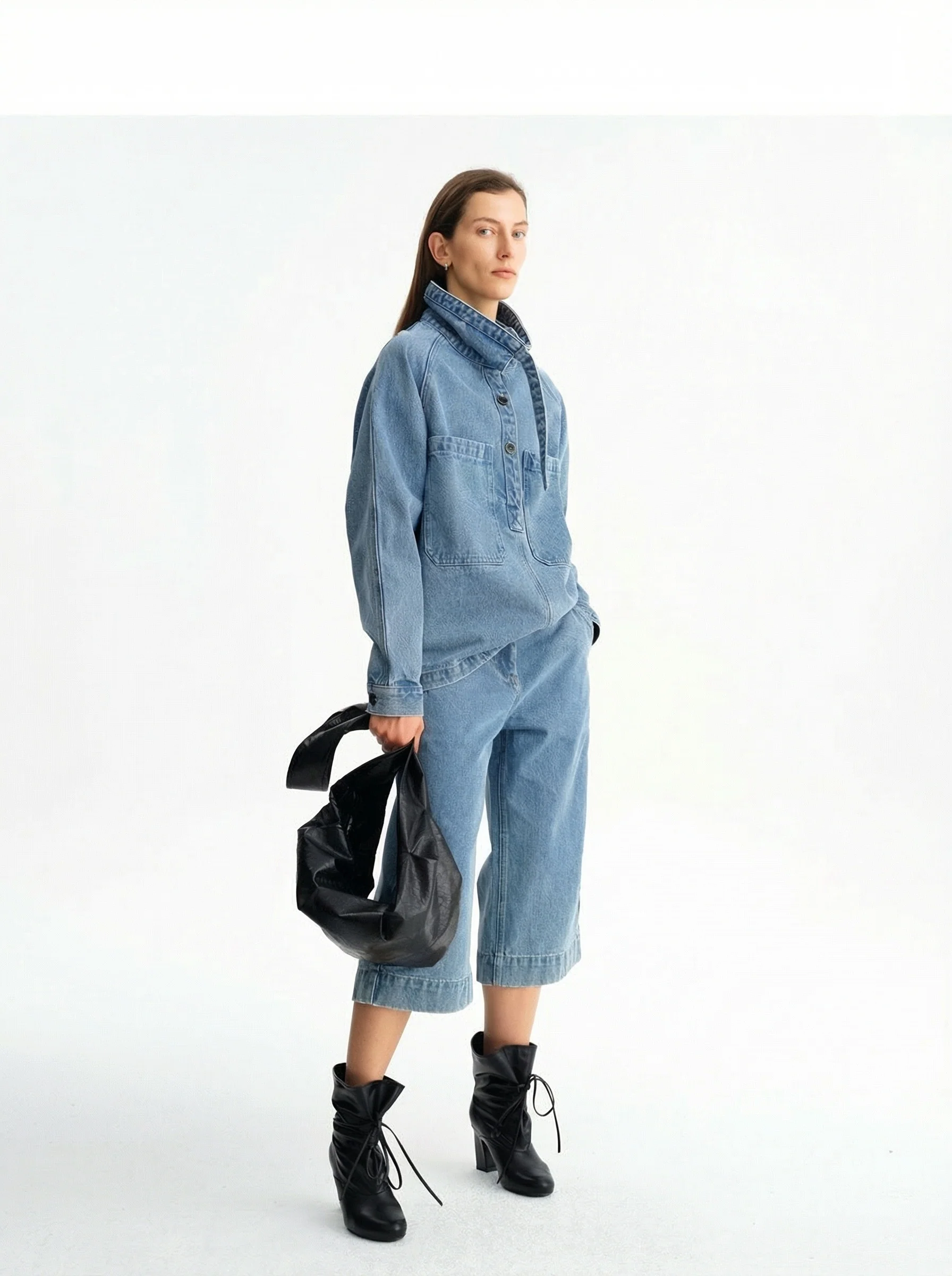 Cropped Denim Culottes - Image 3