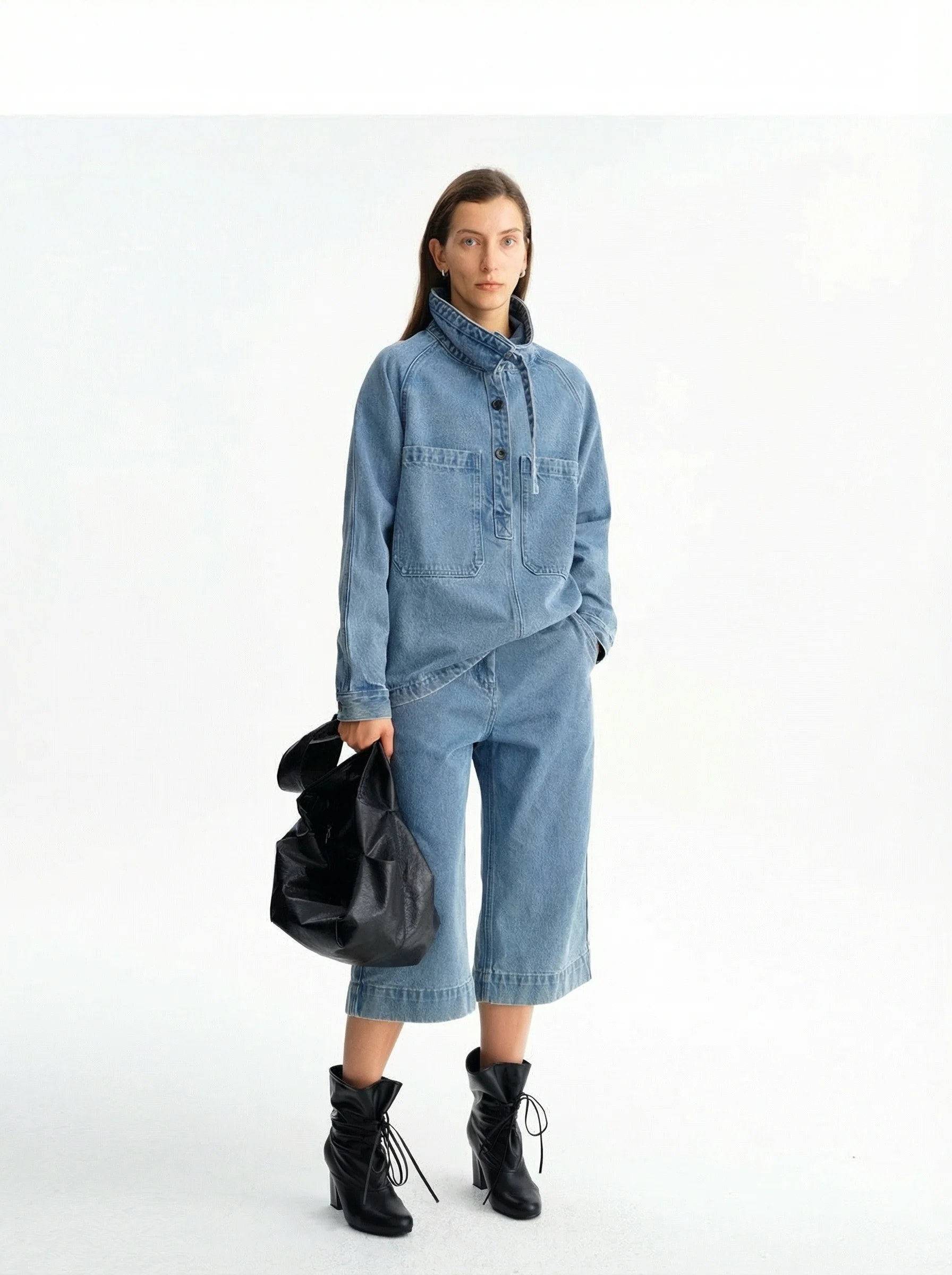 Cropped Denim Culottes - Image 5