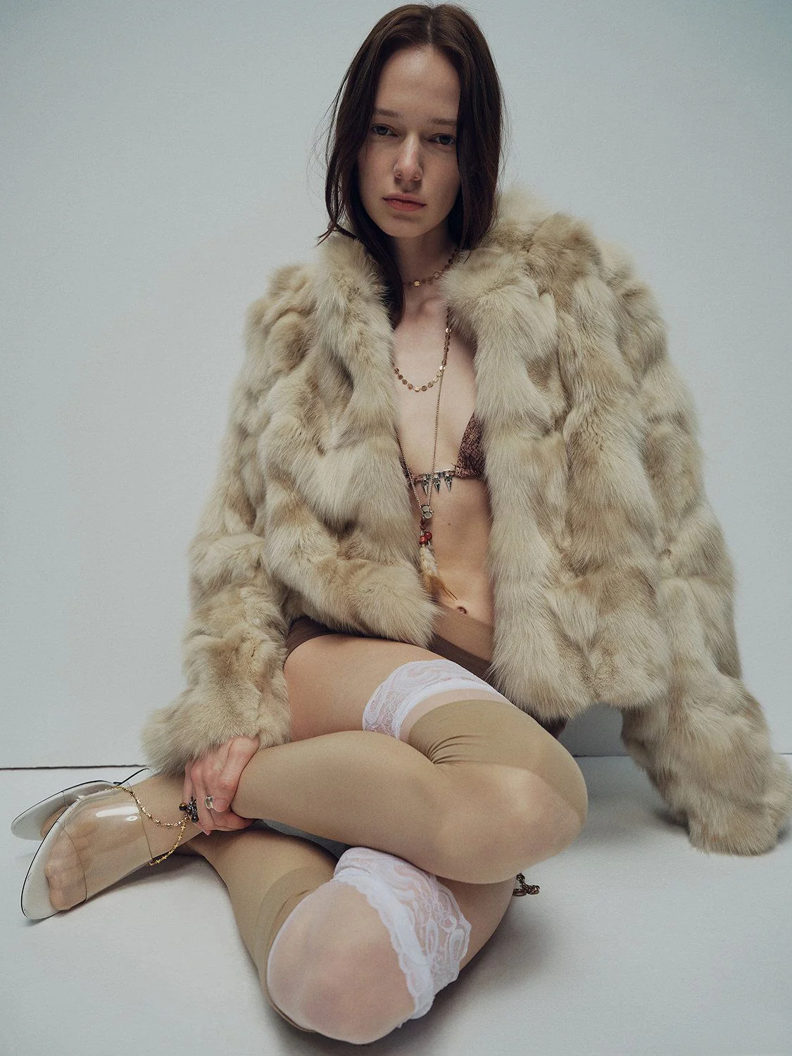 Cropped Fox Fur Jacket