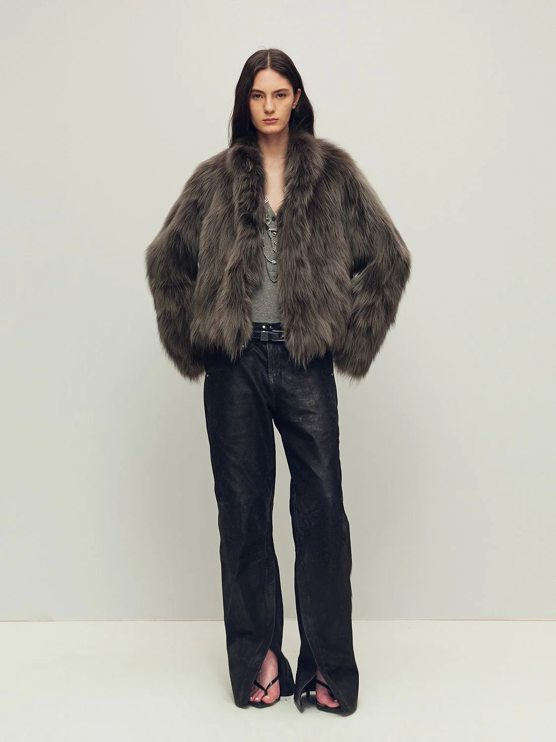 Cropped Fur Jacket - Image 2