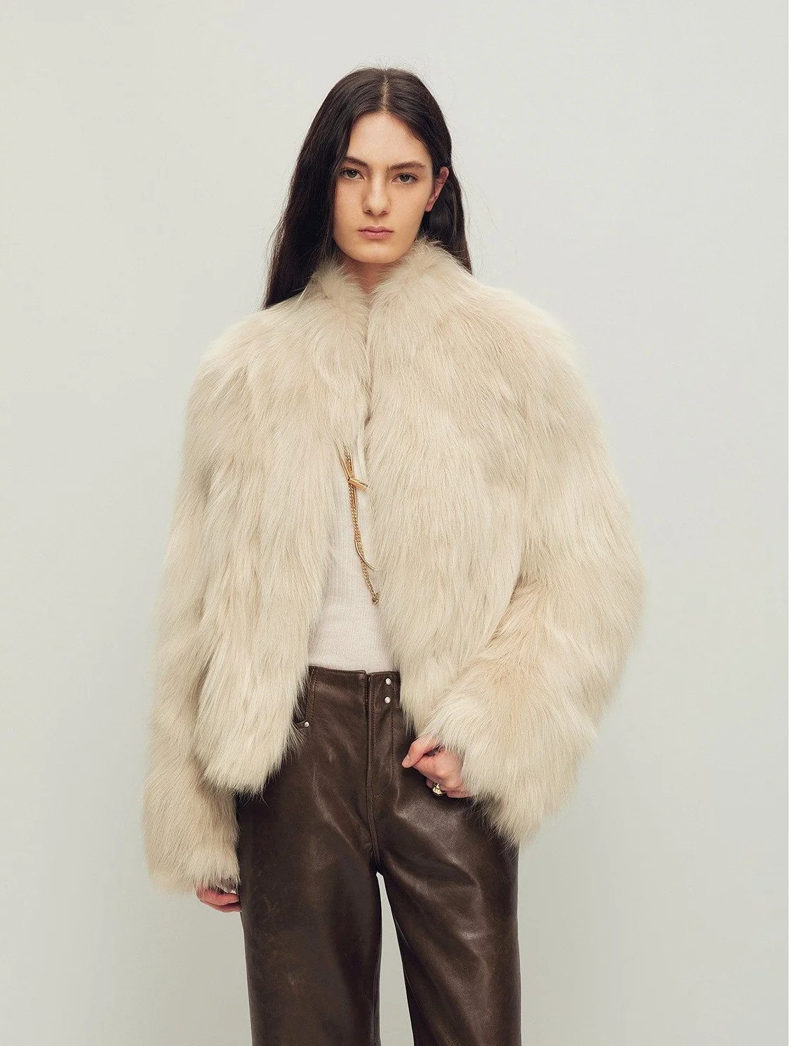 Cropped Fur Jacket - Image 5