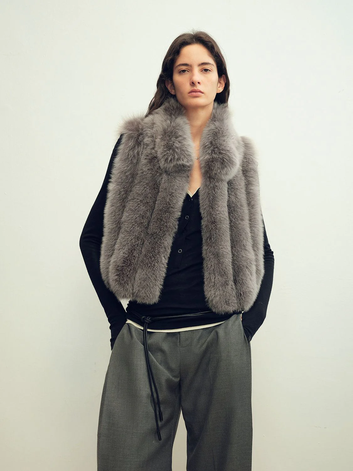 Cropped Fur Vest - Image 2
