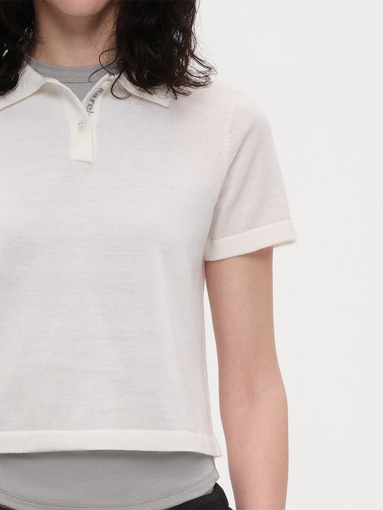 Cropped Knit Polo - Image 5