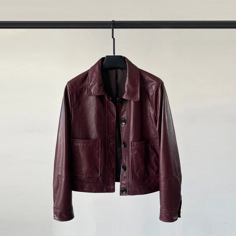 Cropped Leather Jacket - Image 8