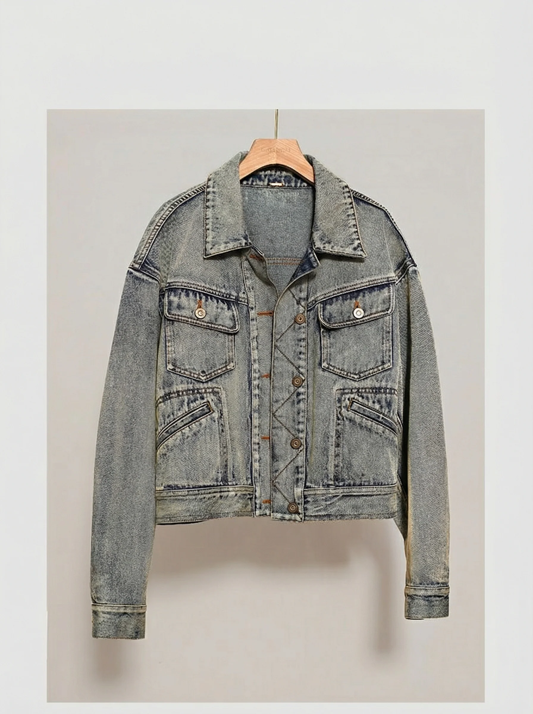 Cropped Light-Wash Denim Jacket - Image 3