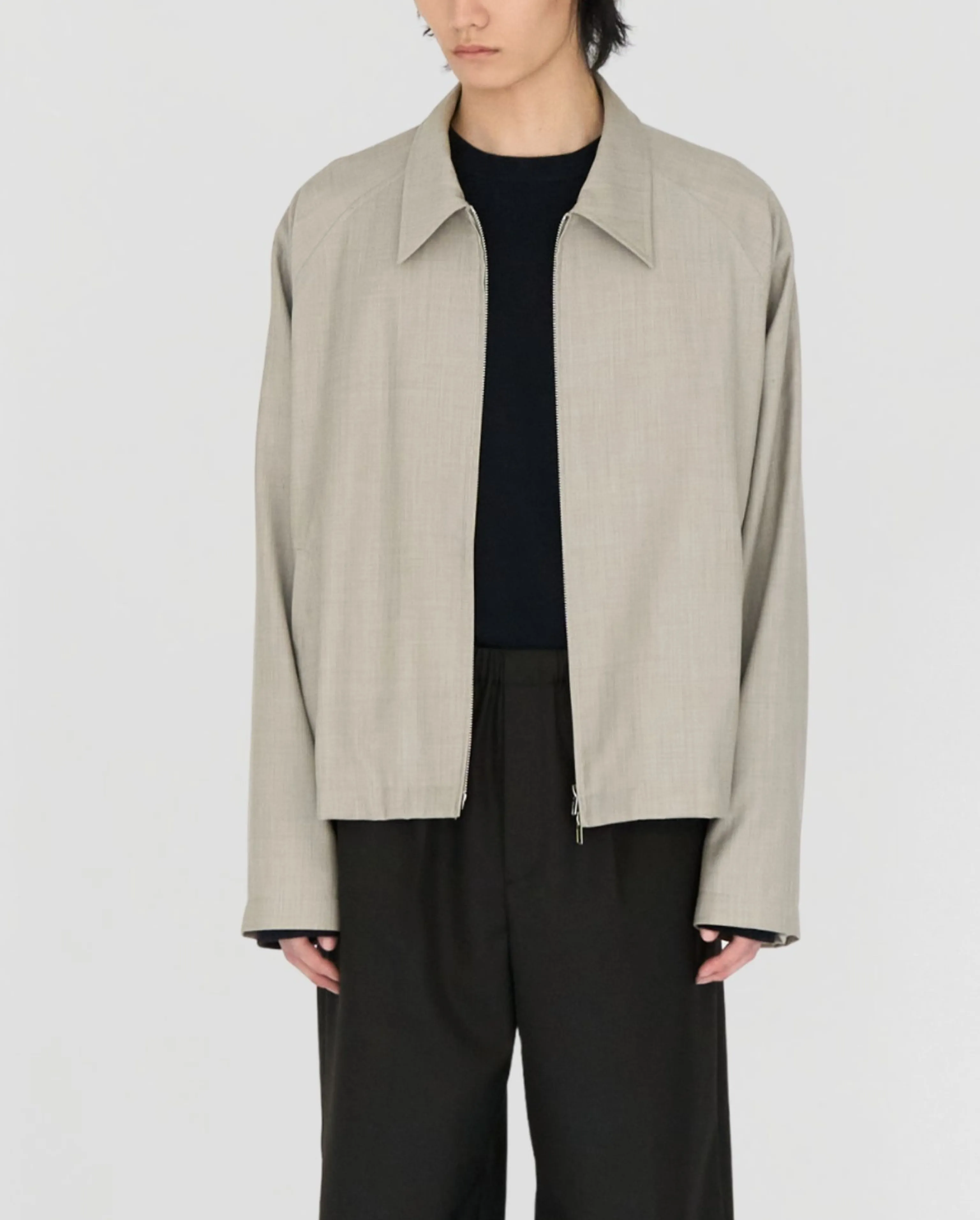 Cropped Merino Two-Way Zip Jacket