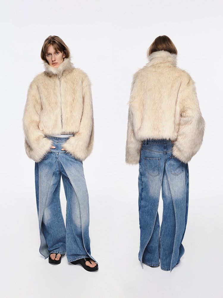 Cropped Pile Jacket - Image 5