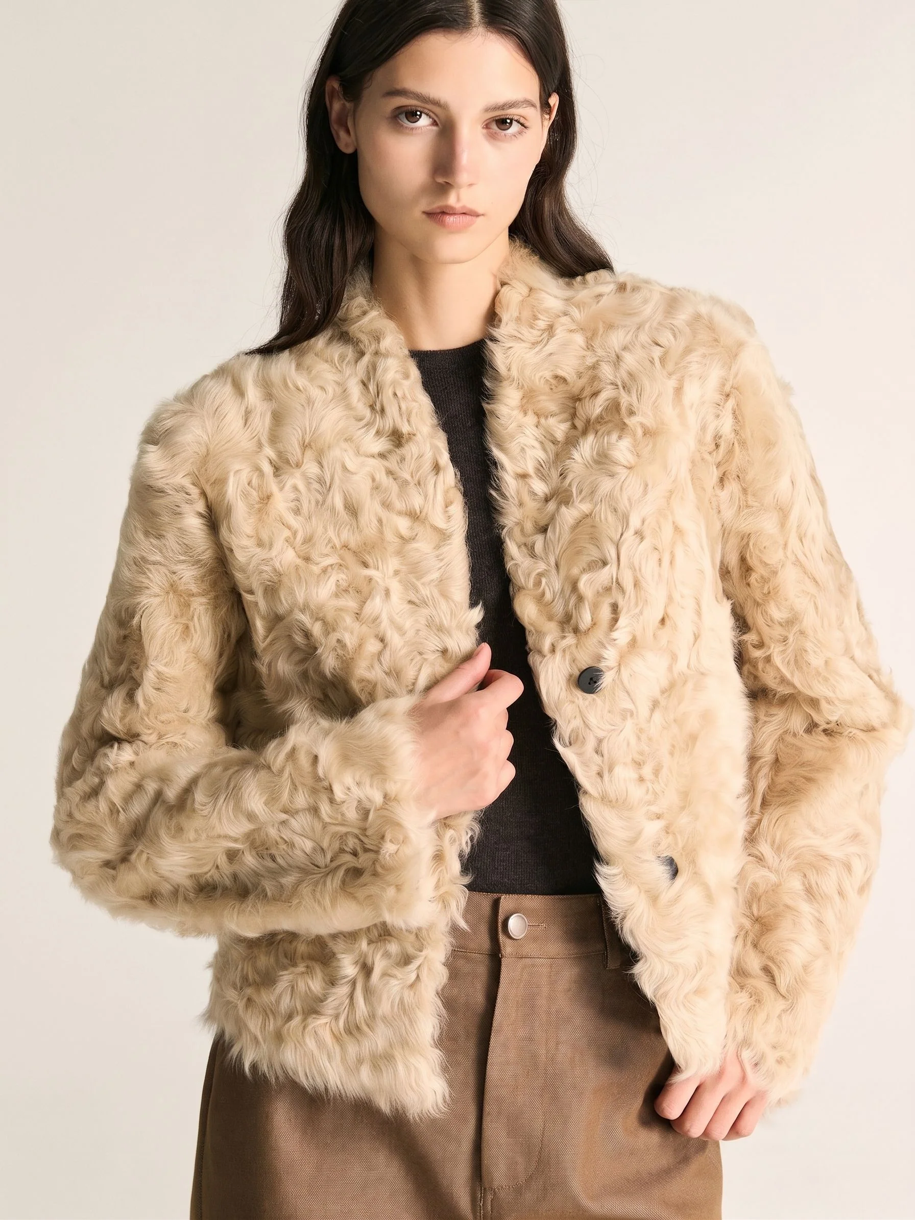 Cropped Pile Jacket - Image 2