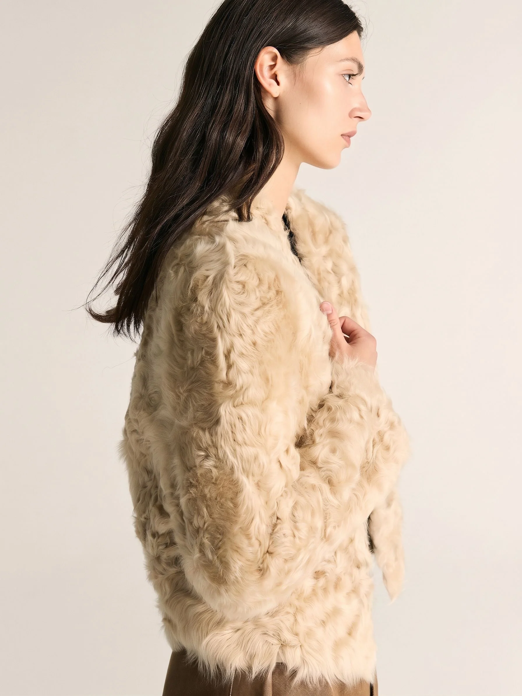 Cropped Pile Jacket - Image 3