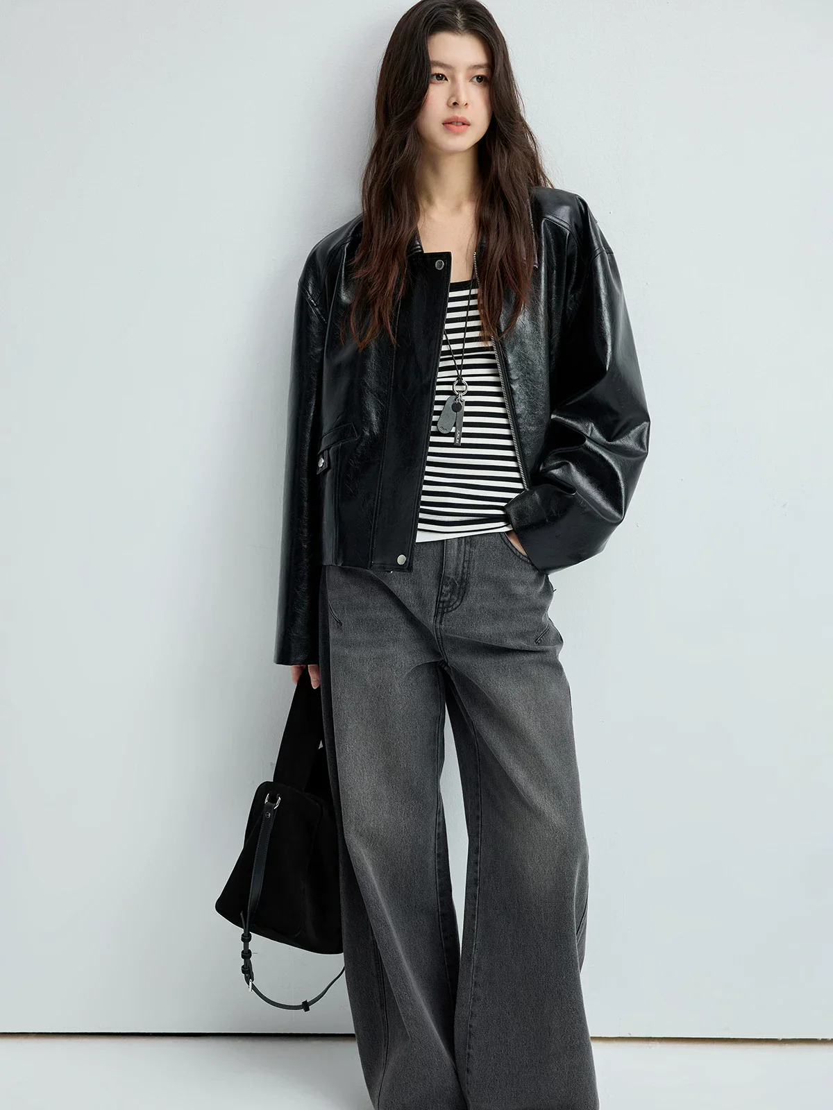 Cropped PU Jacket - Image 3
