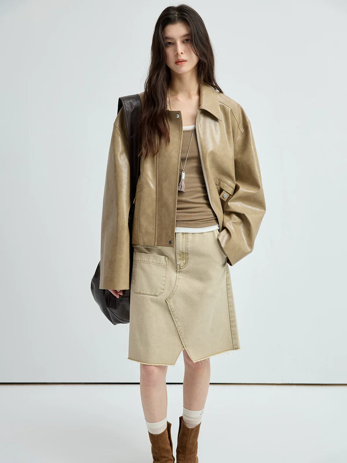 Cropped PU Jacket - Image 4