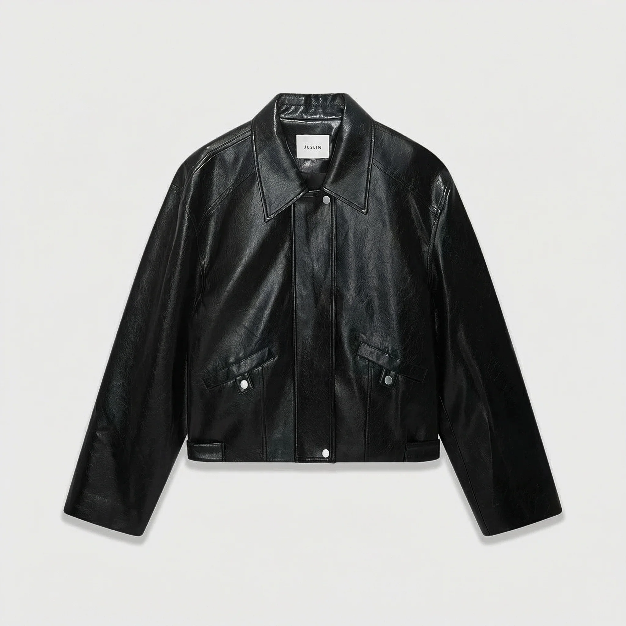 Cropped PU Jacket - Image 6