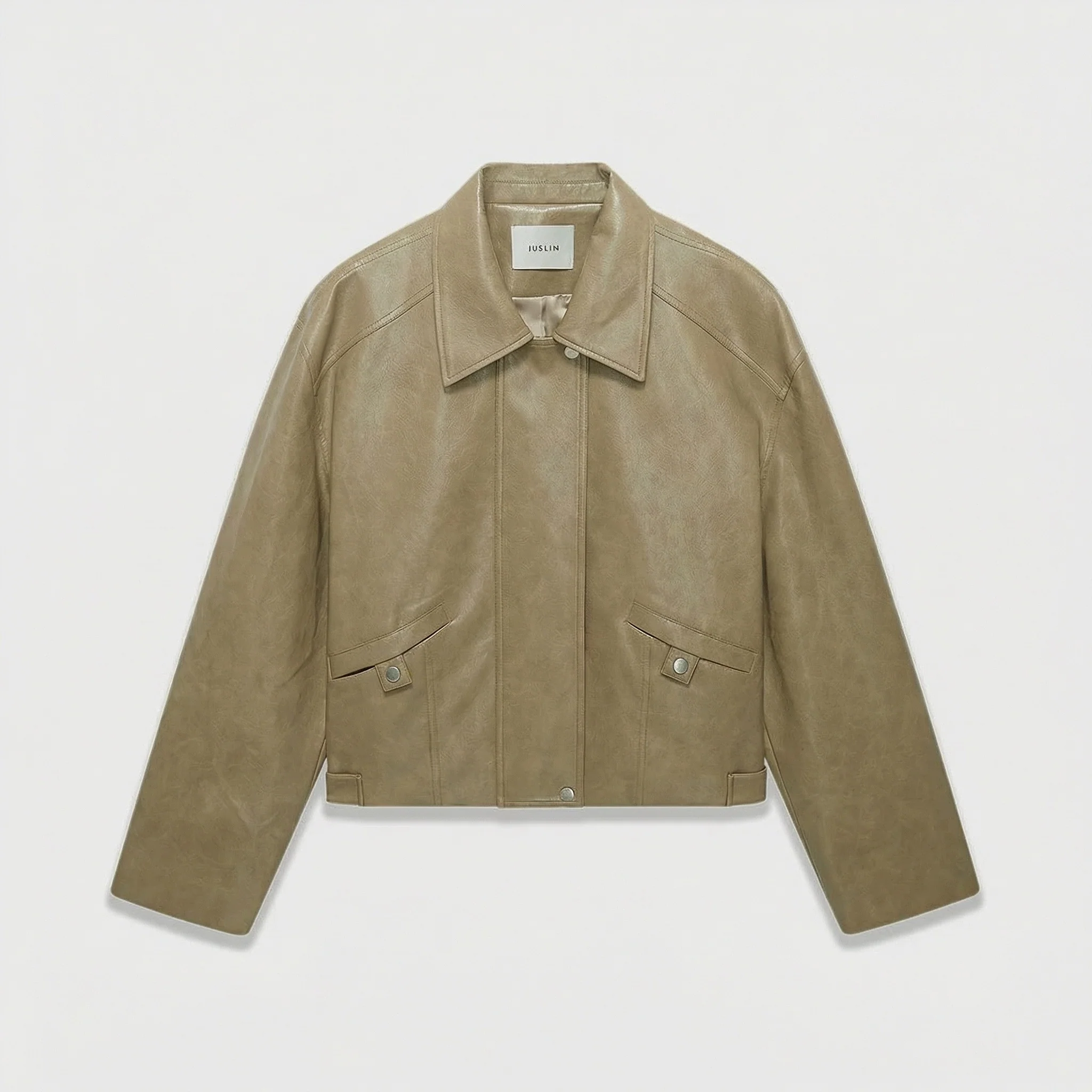 Cropped PU Jacket - Image 7