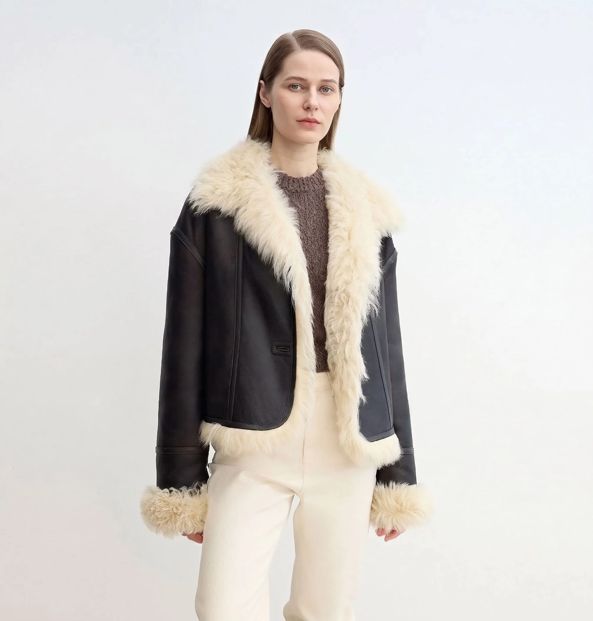 Cropped Shearling Jacket - Image 7