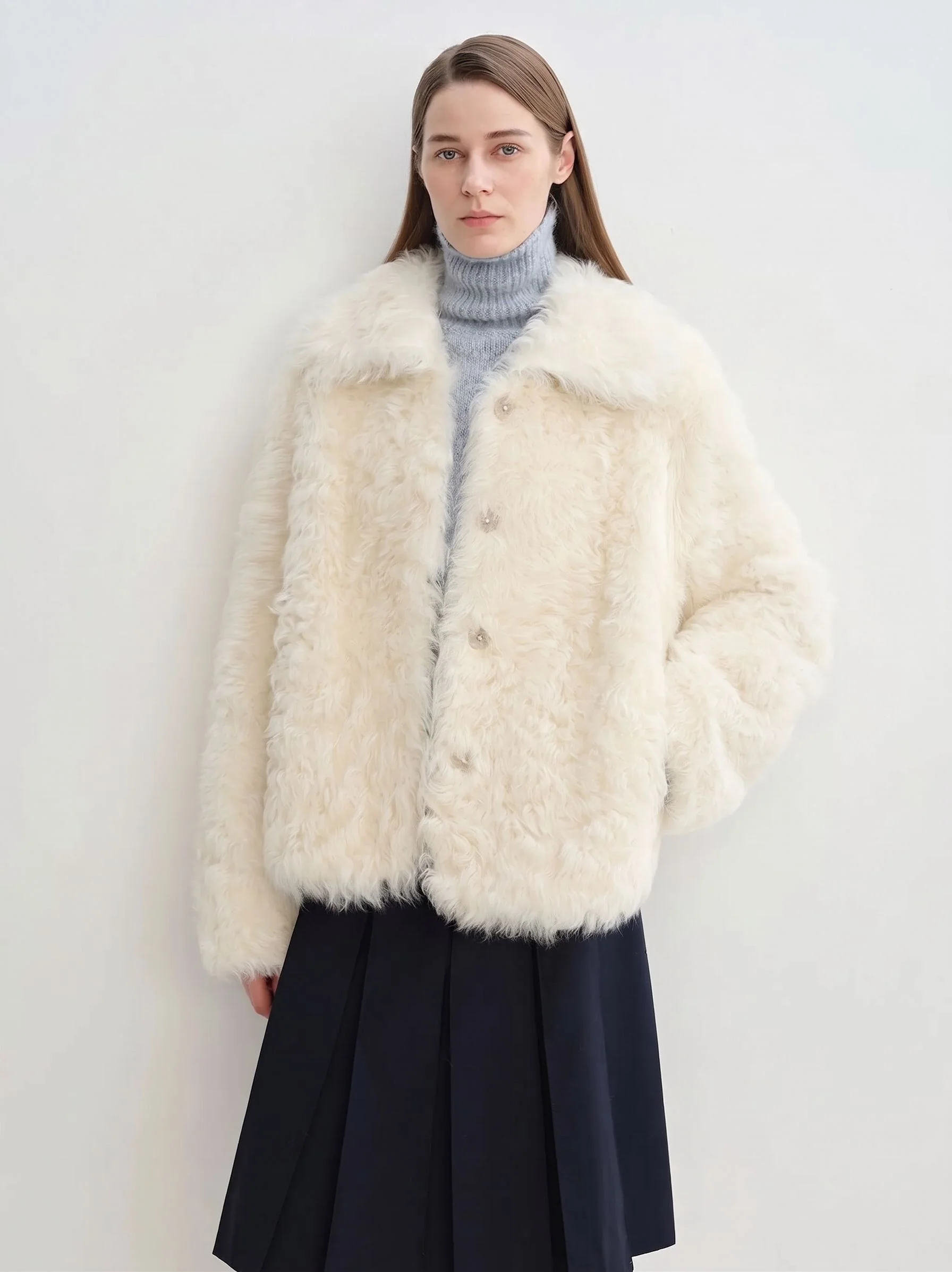 Cropped Shearling Jacket - Image 4